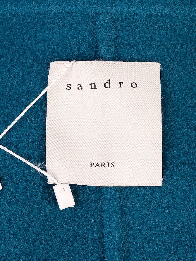 Excellent Sandro Wool Overcoat Blue Teal Size XS