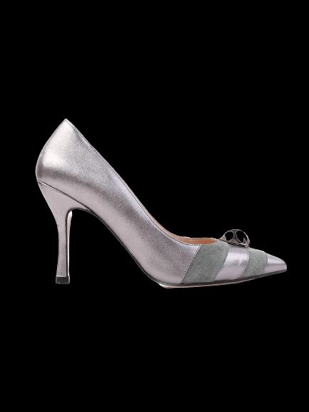 Average Marella Metallic Silver High-Heeled Shoes Size 36 Leather