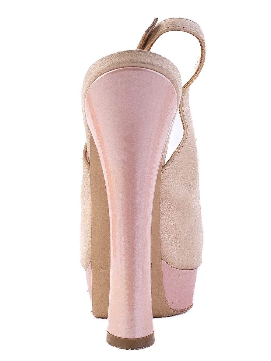 Excellent Essere White Leather Peep-Toe High-Heeled Shoes Size 36