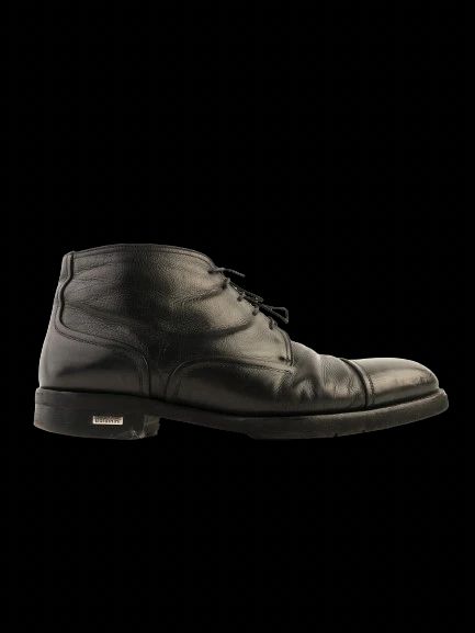 Excellent Baldinini Black Leather Ankle Boots Size 43.5 with Laces and Zipper