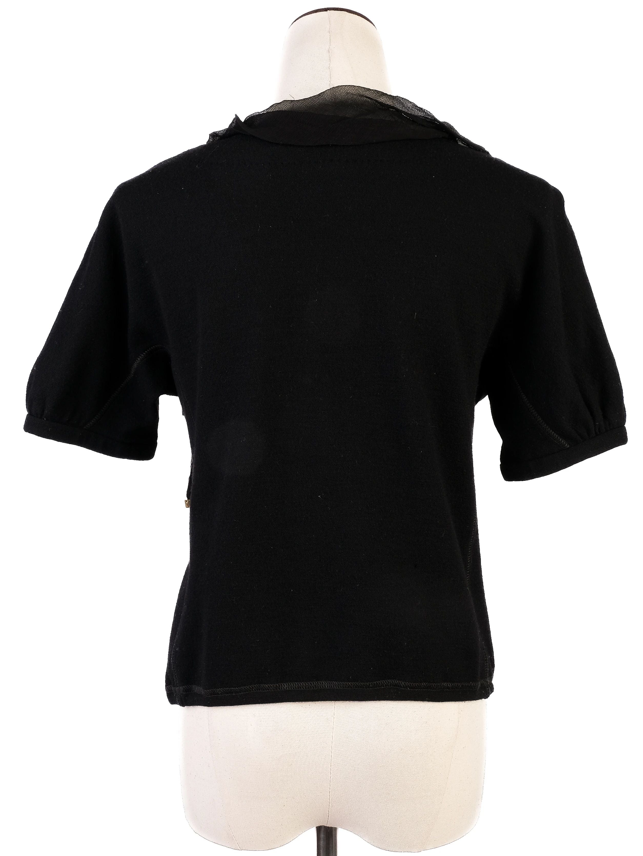 Excellent Louis Vuitton Black Cotton Short-Sleeved Top Size XS