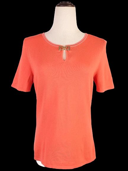 Excellent Salvatore Ferragamo Orange Cotton Blouse Size M