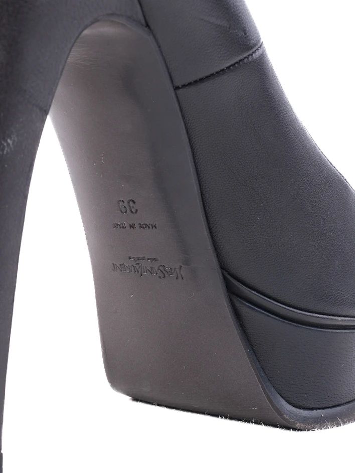Good Yves Saint Laurent Gray Leather High-Heeled Platform Shoes