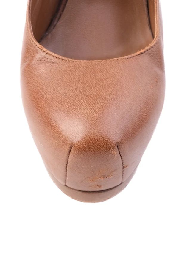 Excellent Yves Saint Laurent Orange Leather High-Heeled Shoes Size 39