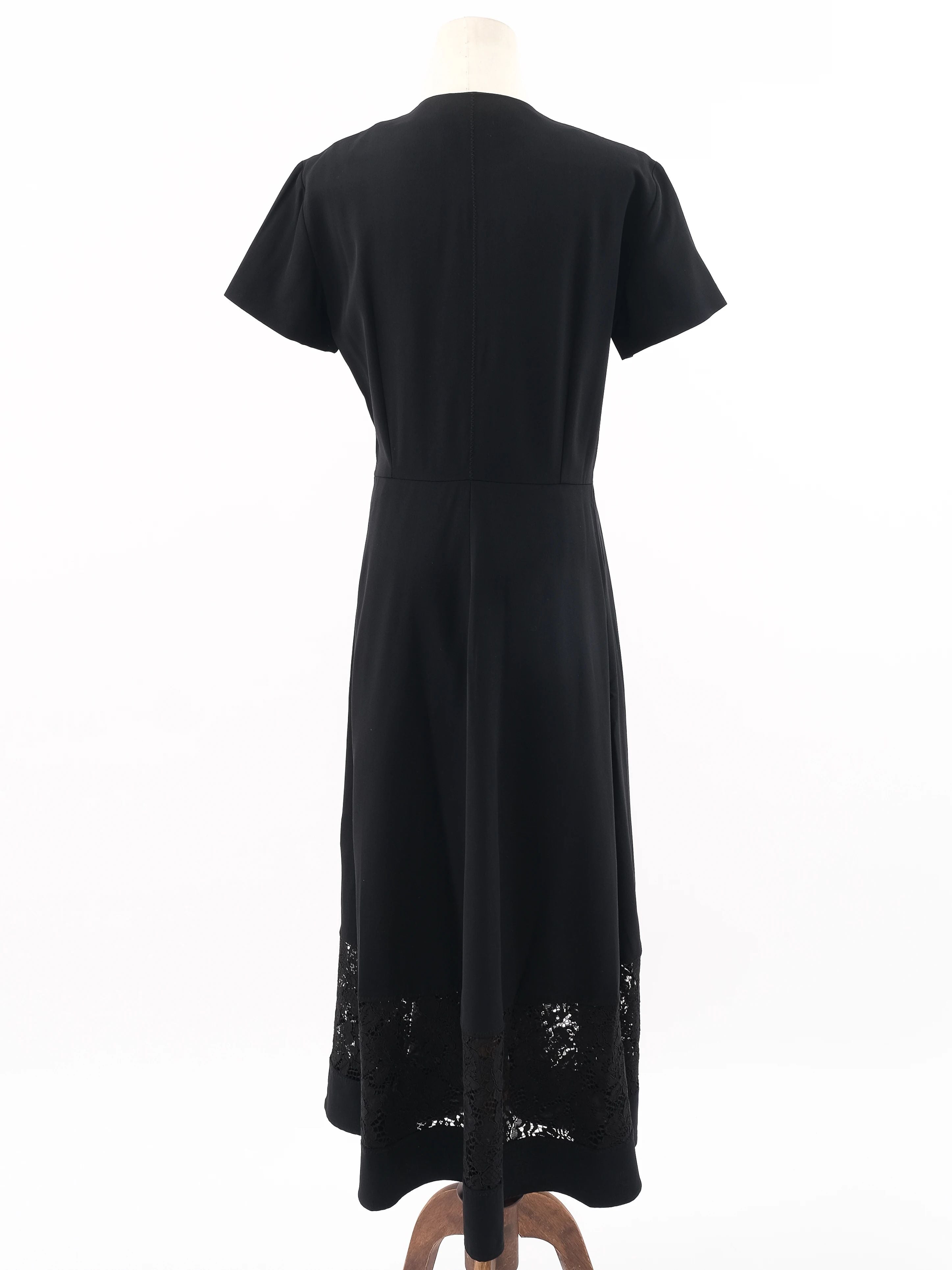 Excellent Marella Black Wool Dress with Lace Detailing Size N/A