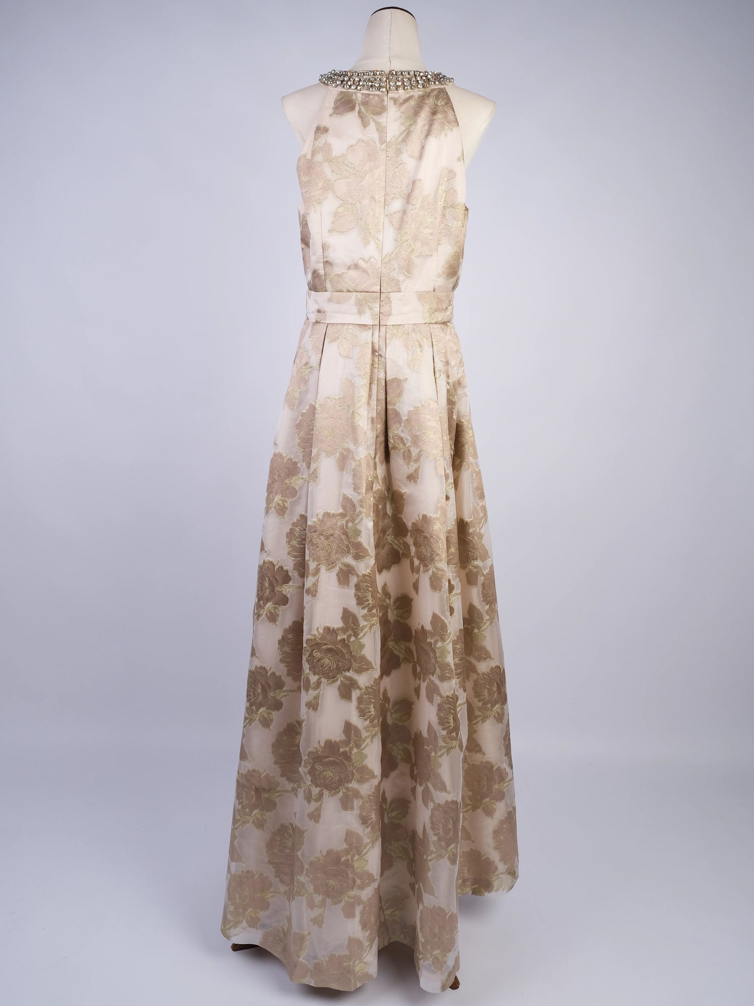 Excellent DKNY Pink Floral Gown Polyester Sleeveless Size N/A