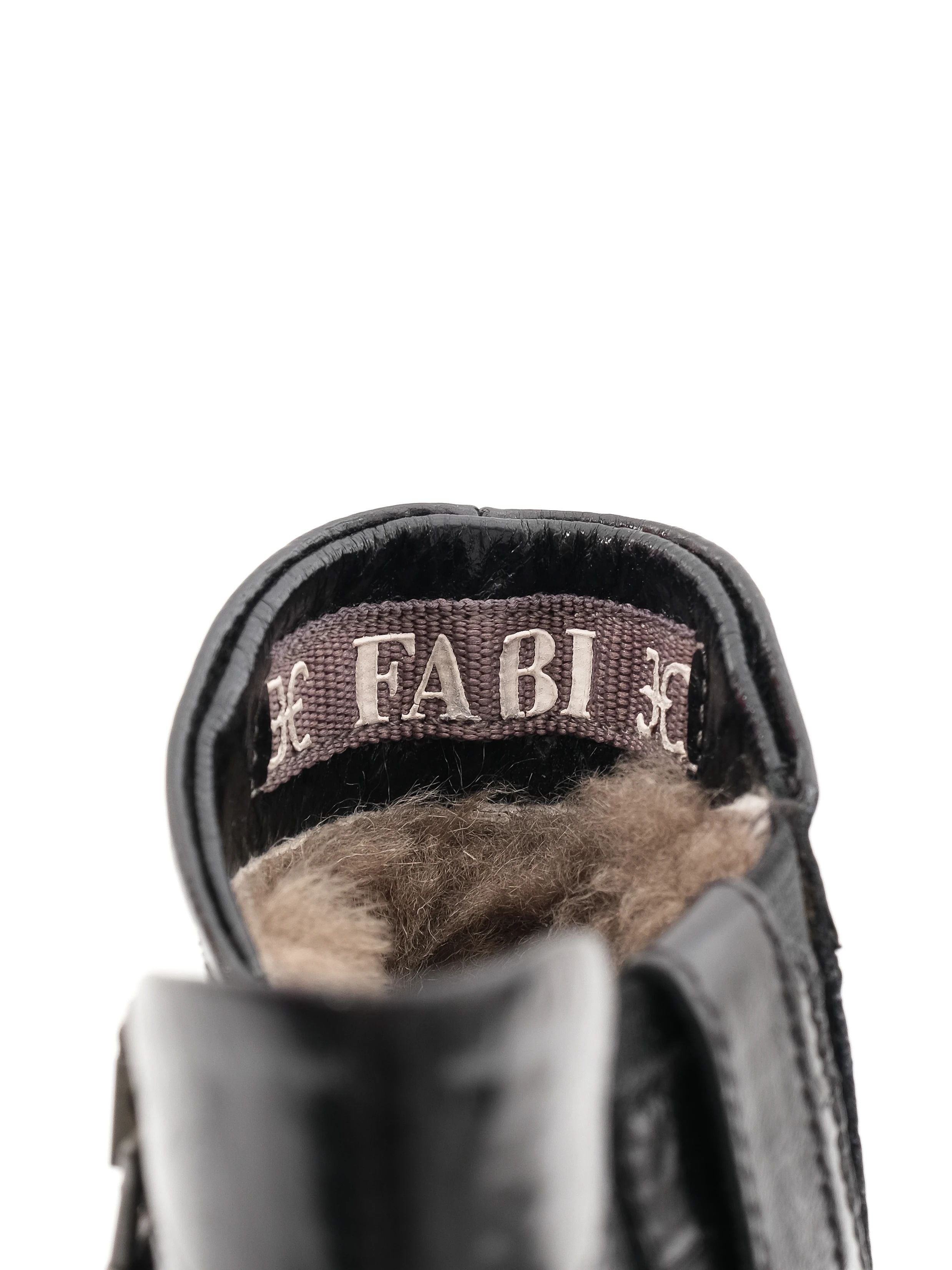 Excellent Fabi Black Leather Ankle Boots Size 43 with Zipper