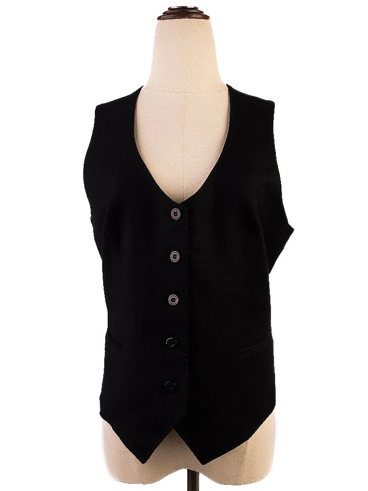 Excellent J.Lindeberg Blue Wool Button-Up Vest with Buckle