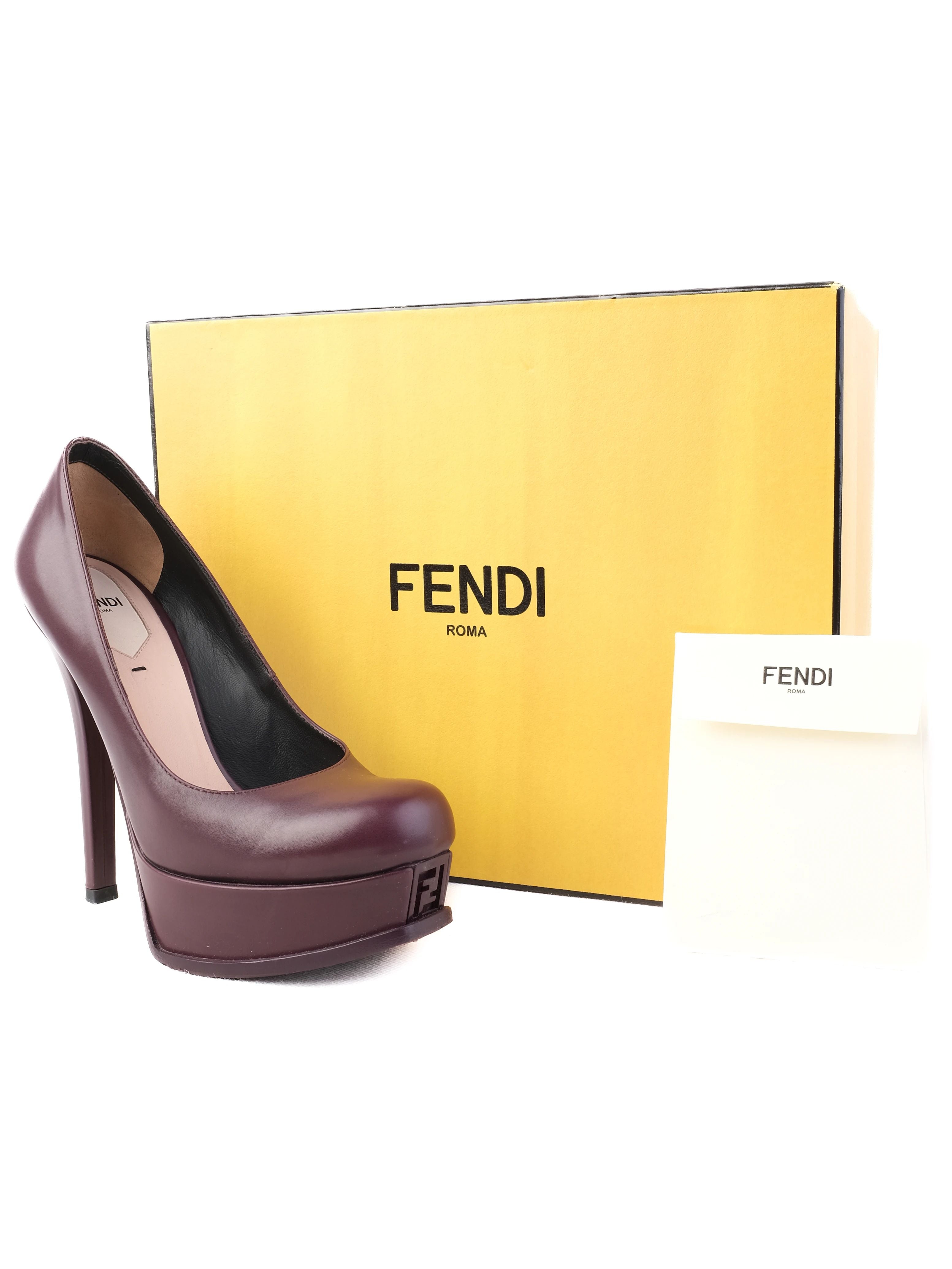 Excellent Fendi Purple Leather High-Heeled Pumps Size 38.5