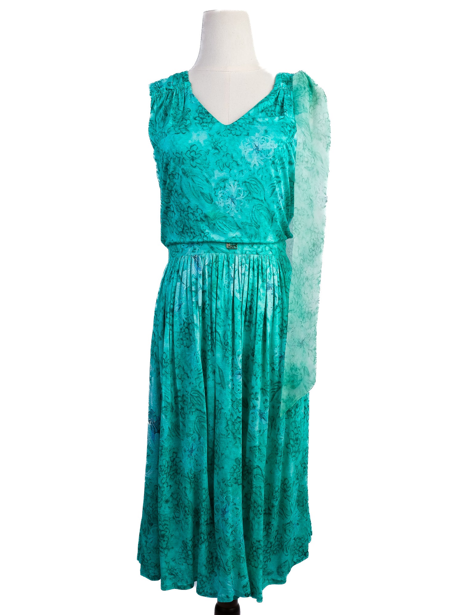 Excellent Class Roberto Cavalli Green Floral Dress Size M