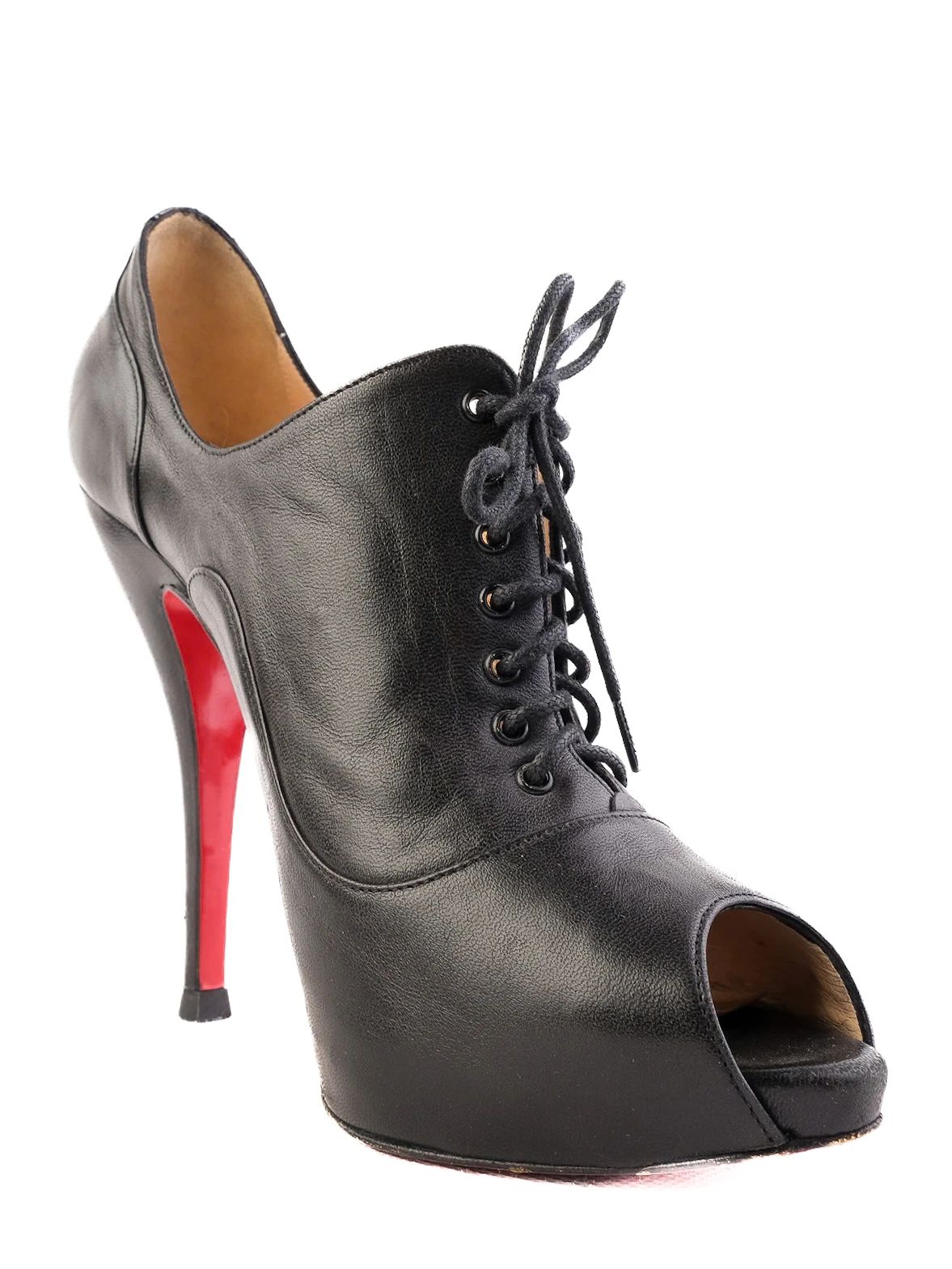 Christian Louboutin Black Leather High Heeled Shoes Size 37