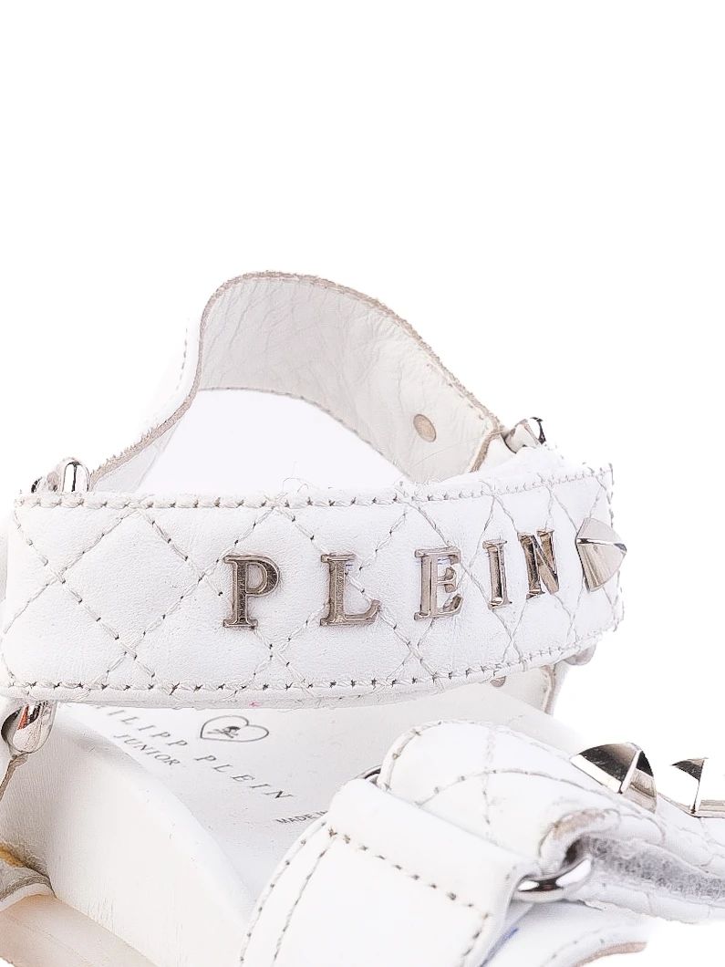 Excellent Philipp Plein Junior White Leather Sandals Size 31