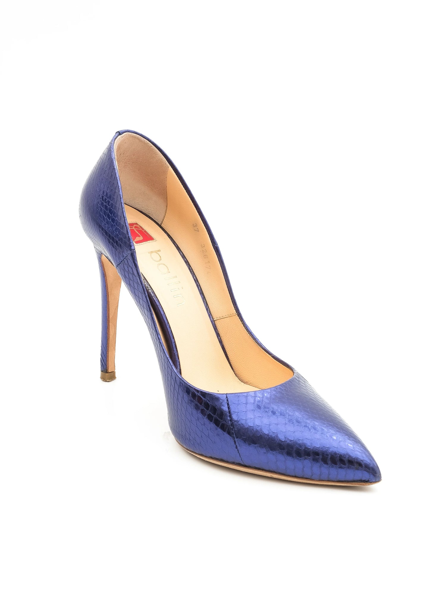 Excellent Ballin Blue Snakeskin Leather Stilettos Size 37