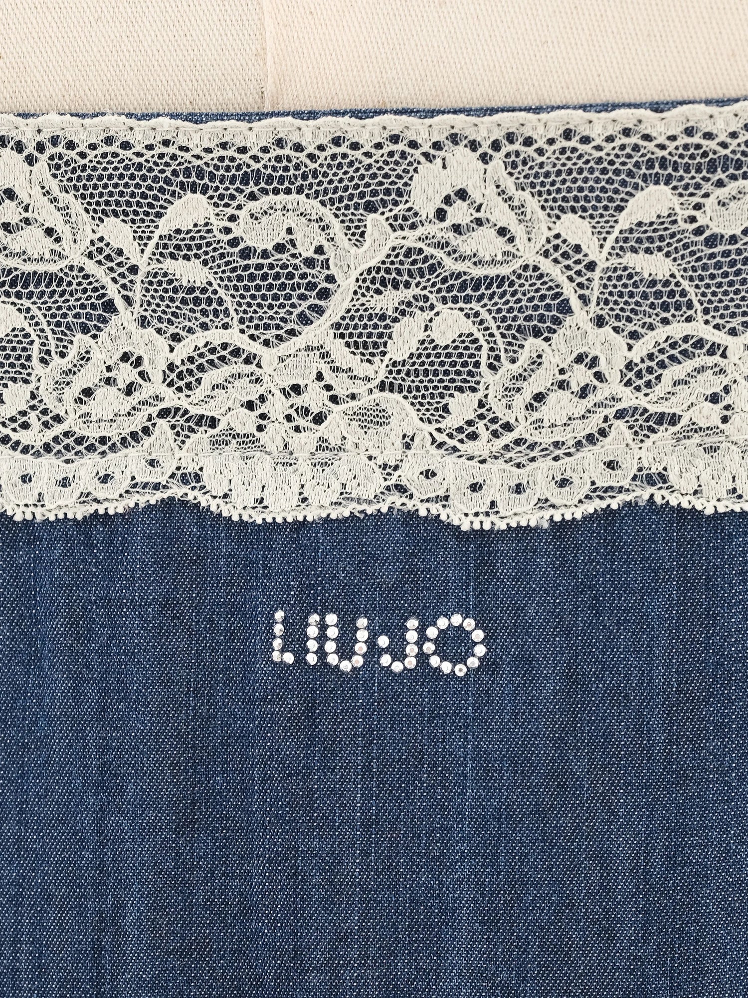 Liu Jo Blue Denim Dress Size S Spaghetti Straps Lace Details