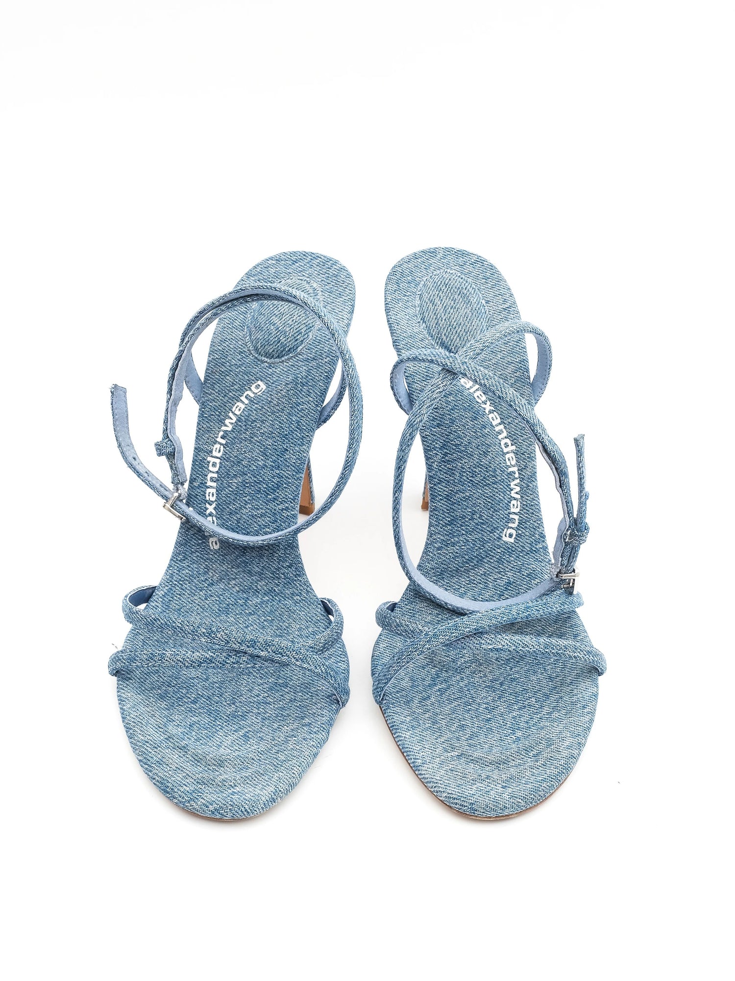 Excellent Alexander Wang Blue Leather High-Heeled Sandals Size 38