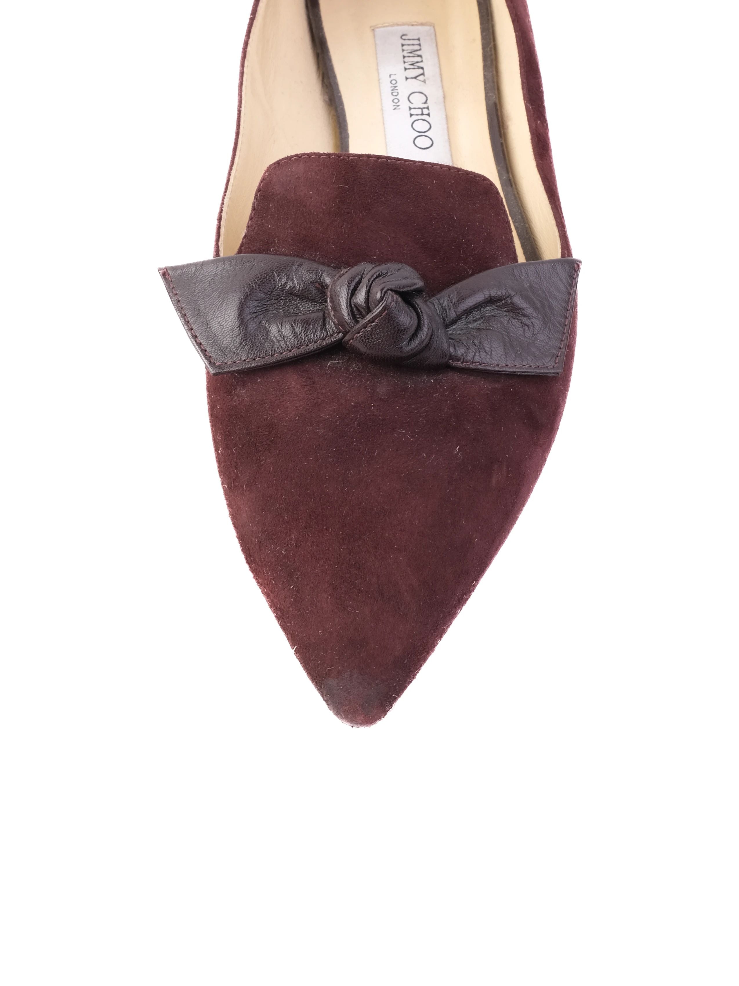 Good Jimmy Choo Purple Genuine Suede Bow Pointed Toe Shoes Size 38