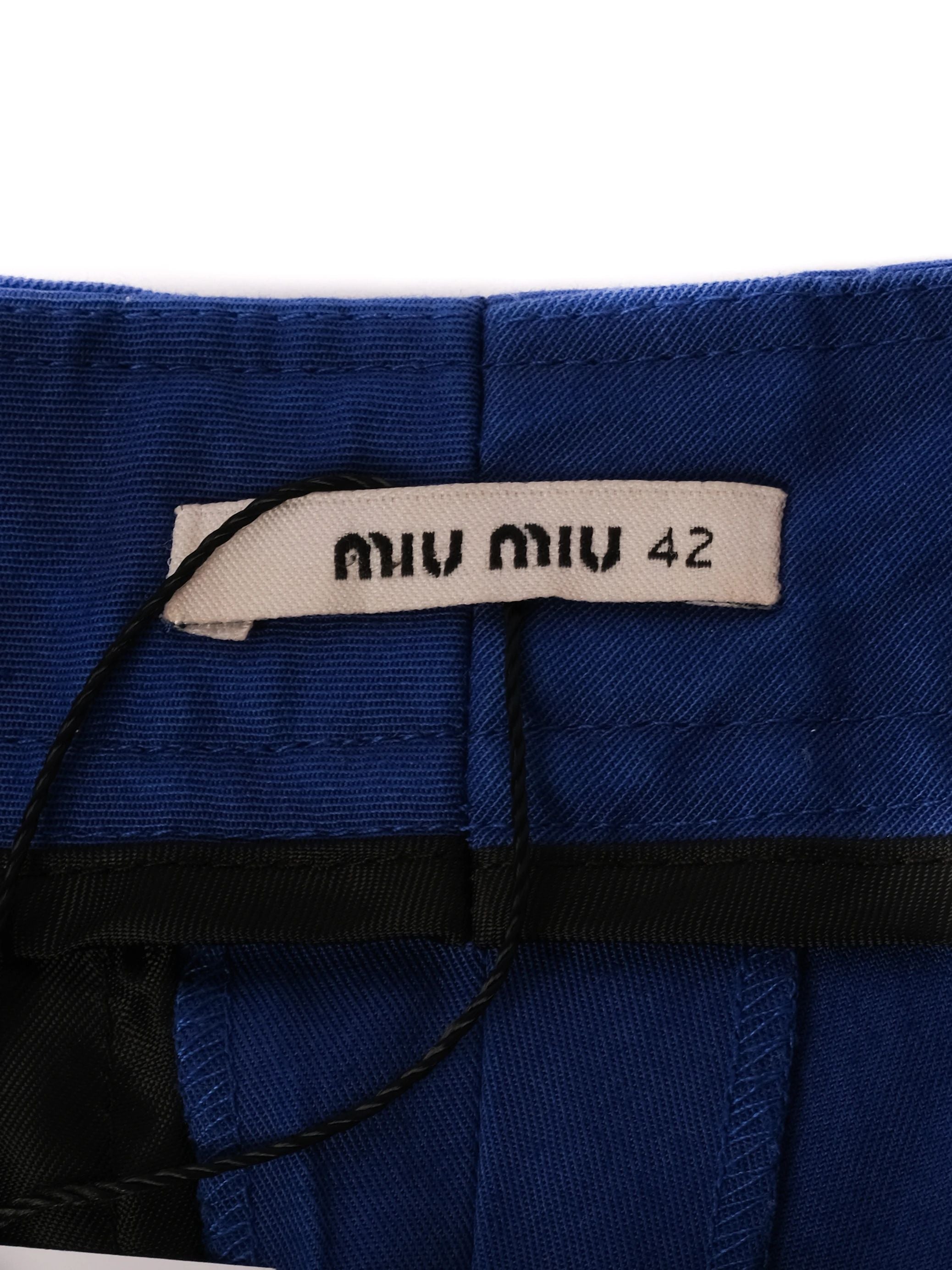 Excellent Miu Miu Blue Elastane Pants Size L