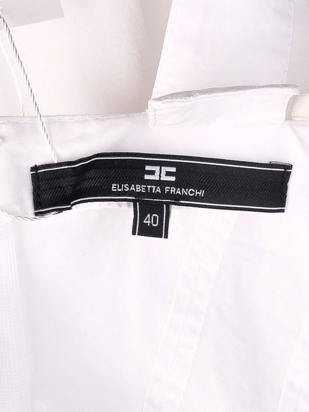 Perfect Elisabetta Franchi White Ruffled Jumpsuit Size 40