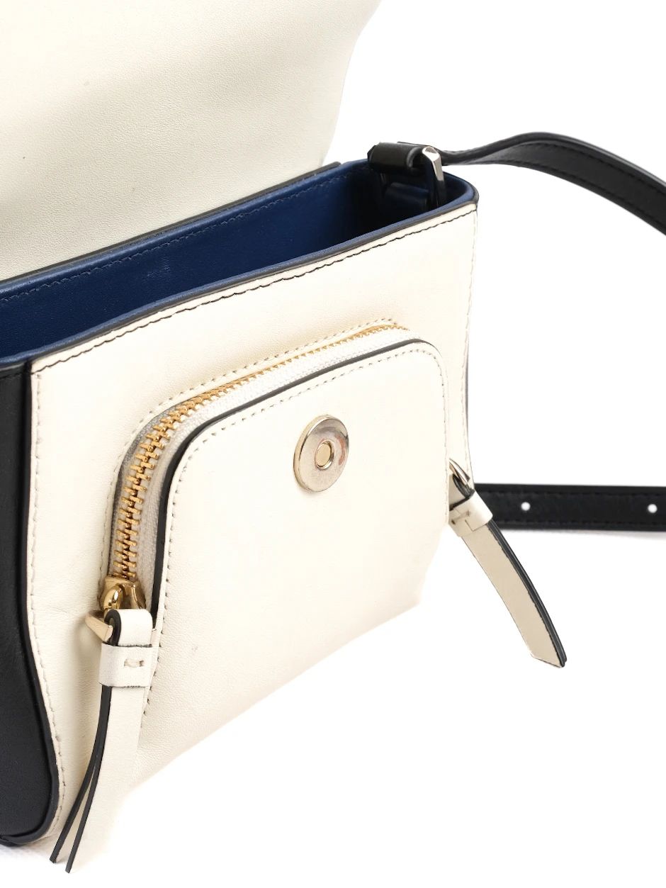 Excellent DKNY Crossbody Bag Navy Blue White Black Genuine Leather