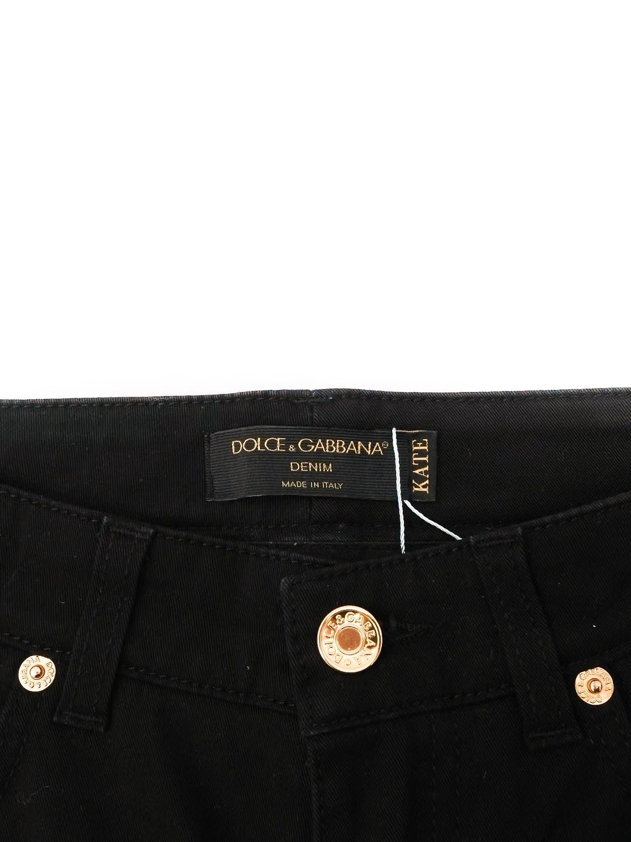 Excellent Dolce Gabbana Black Jeans with Gold Hardware
