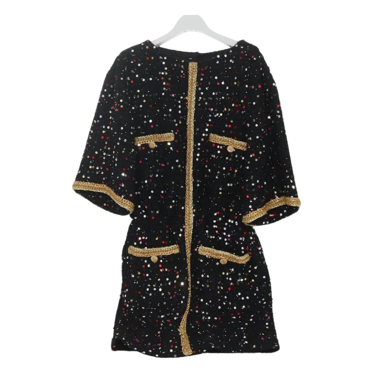 Chanel One Piece Shirt Tweed Black Cc Auth