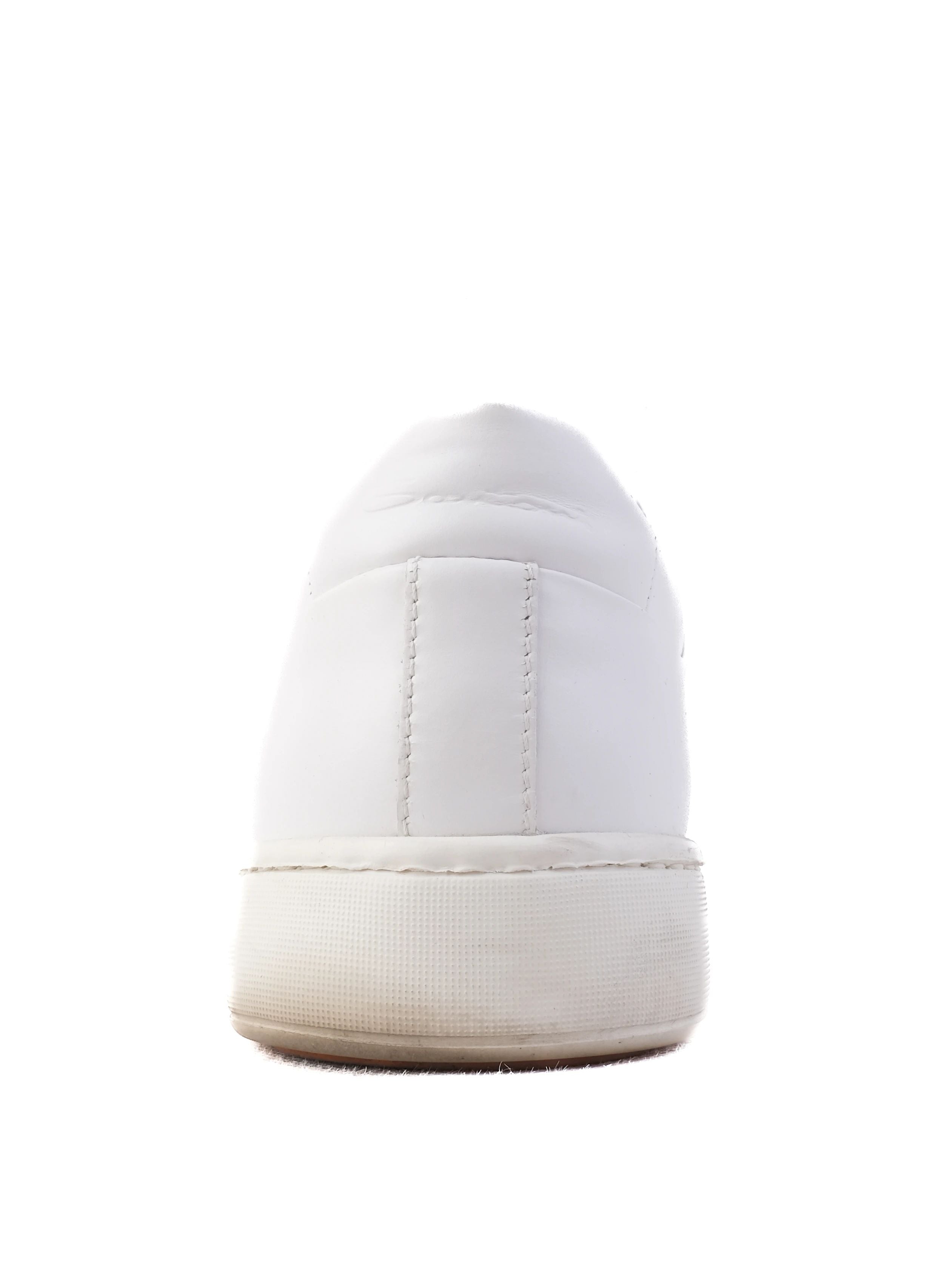Excellent Santoni White Leather Slip-On Sneakers Size 39 Women