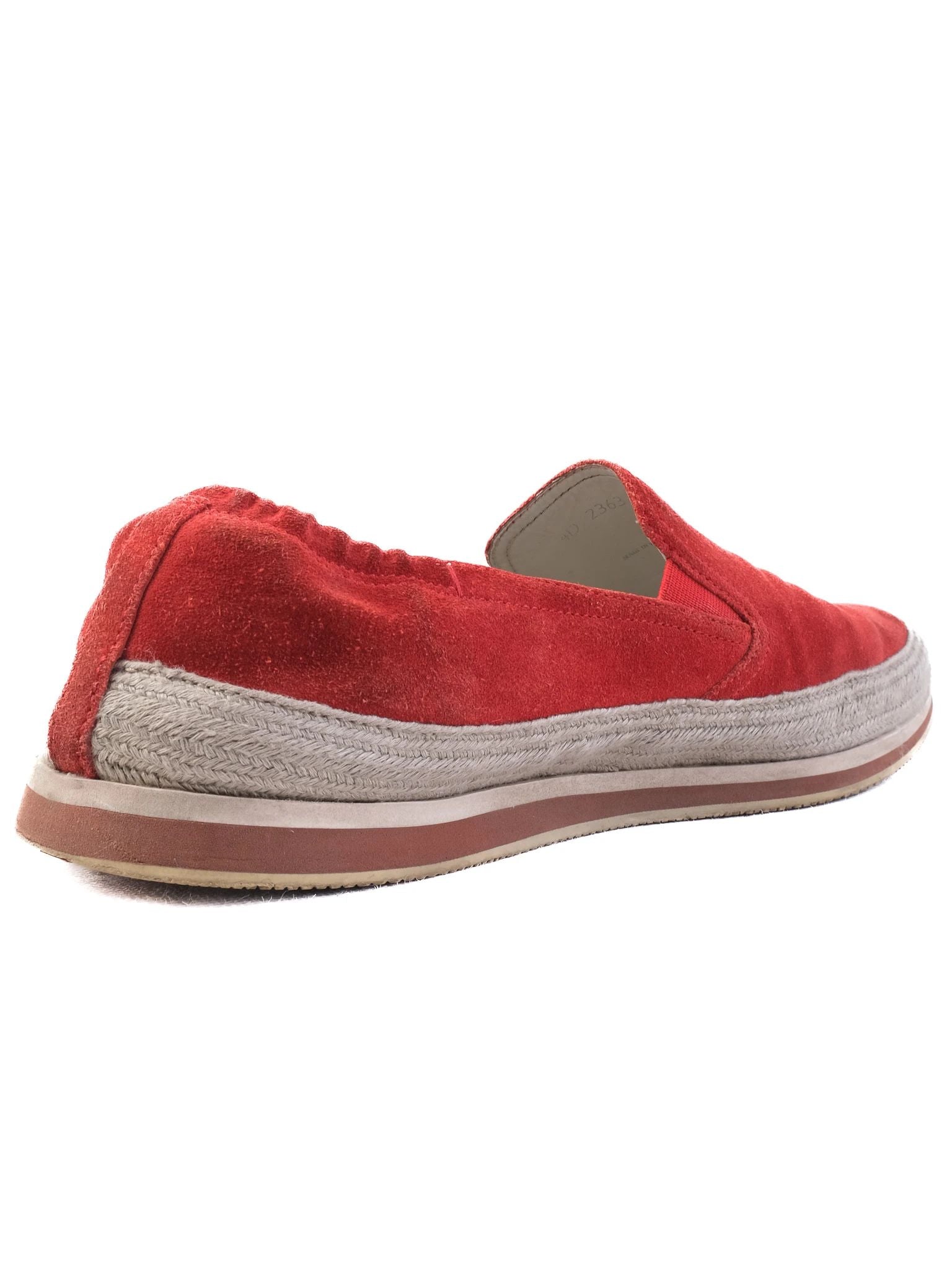 Excellent Prada Red Suede Slip-On Shoes Size 42 for Men