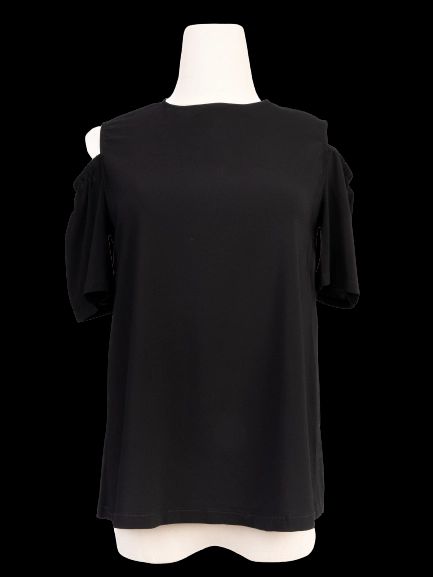 Marella Black Cold Shoulder Top Viscose Size S Excellent Condition