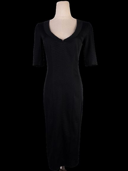 Perfect Emporio Armani Black Nylon Dress Size S V-Neck Short Sleeves