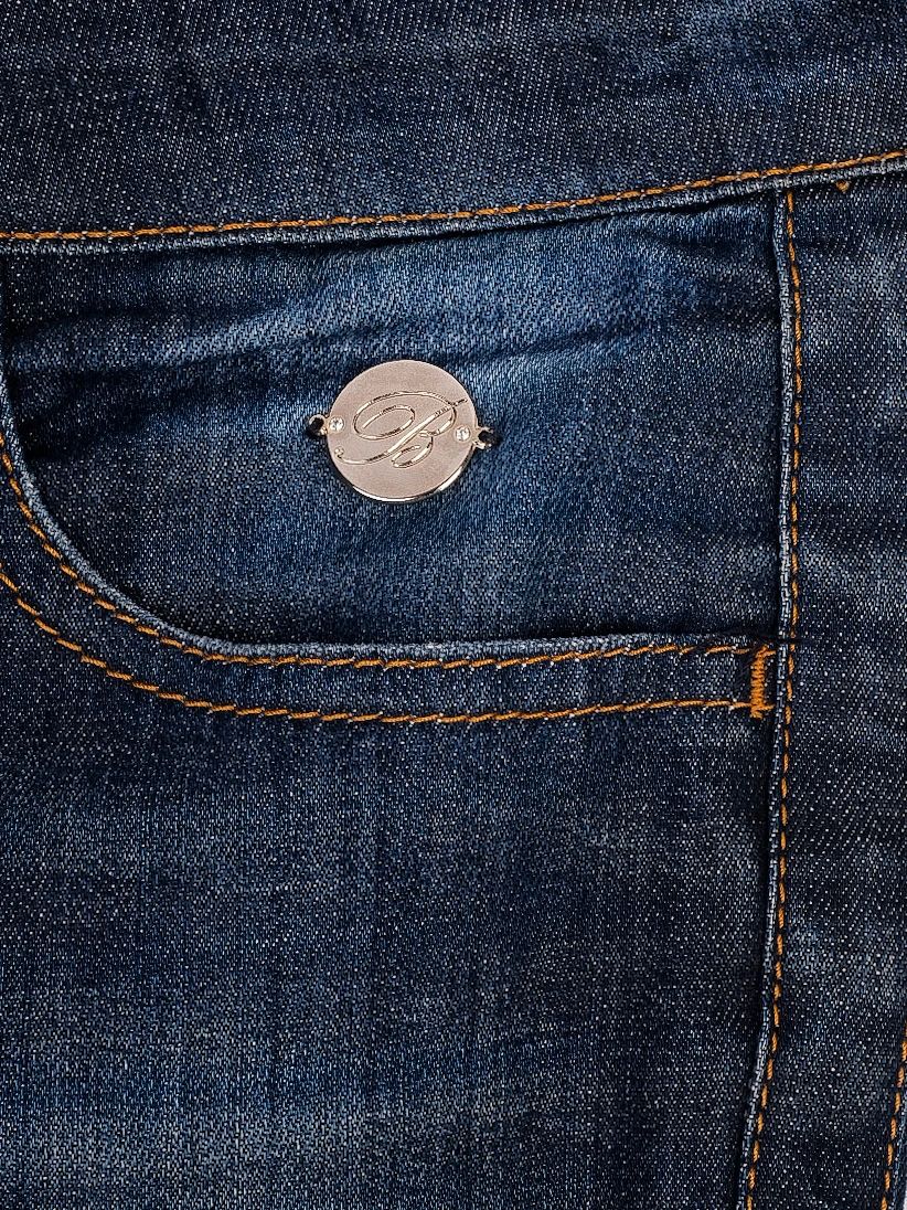 Excellent Blumarine Blue Cotton Jeans Size XS with Decorative Studs