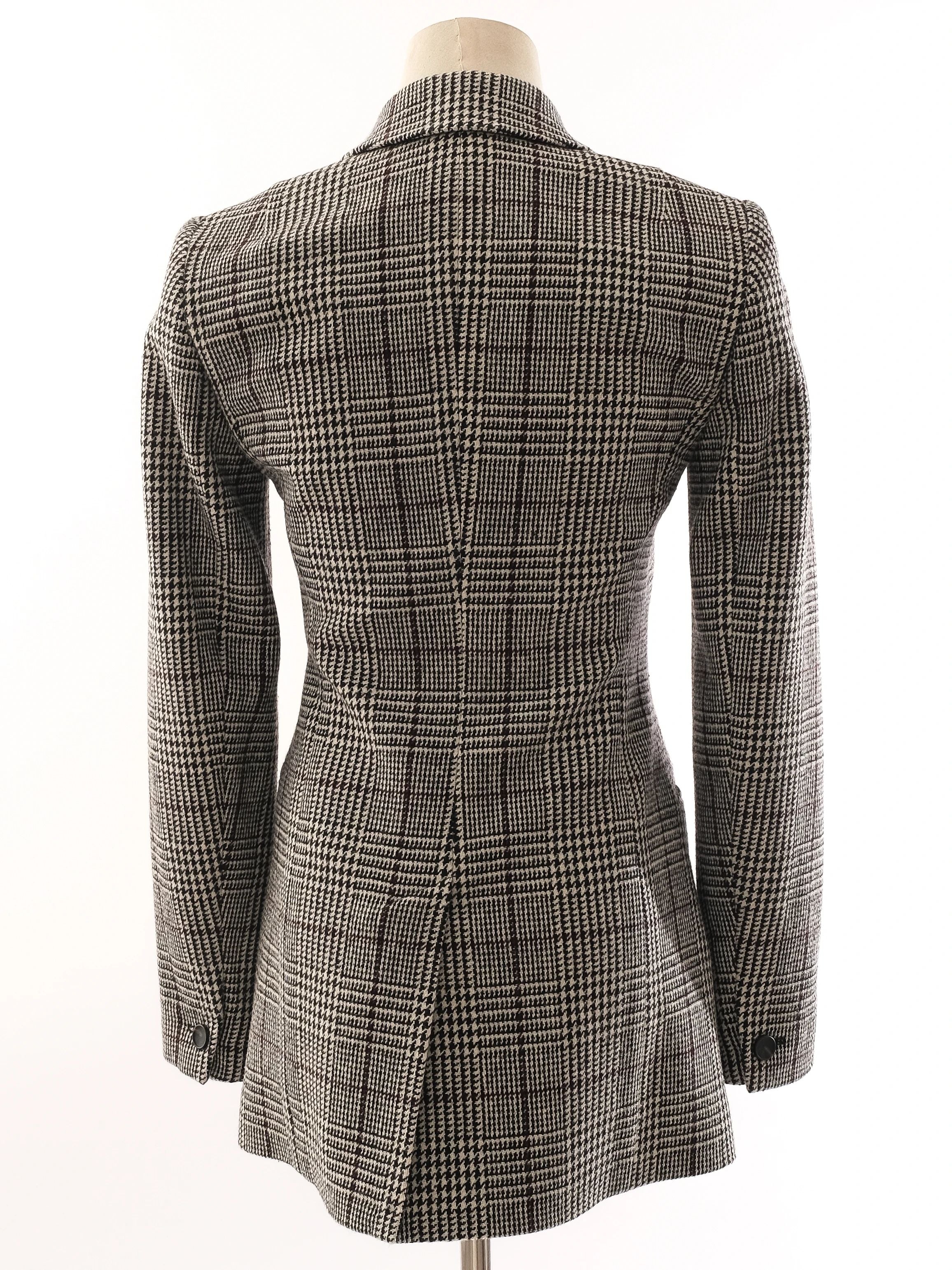 Excellent Reiss Wool Gray Plaid Blazer Double-Breasted Size XXS