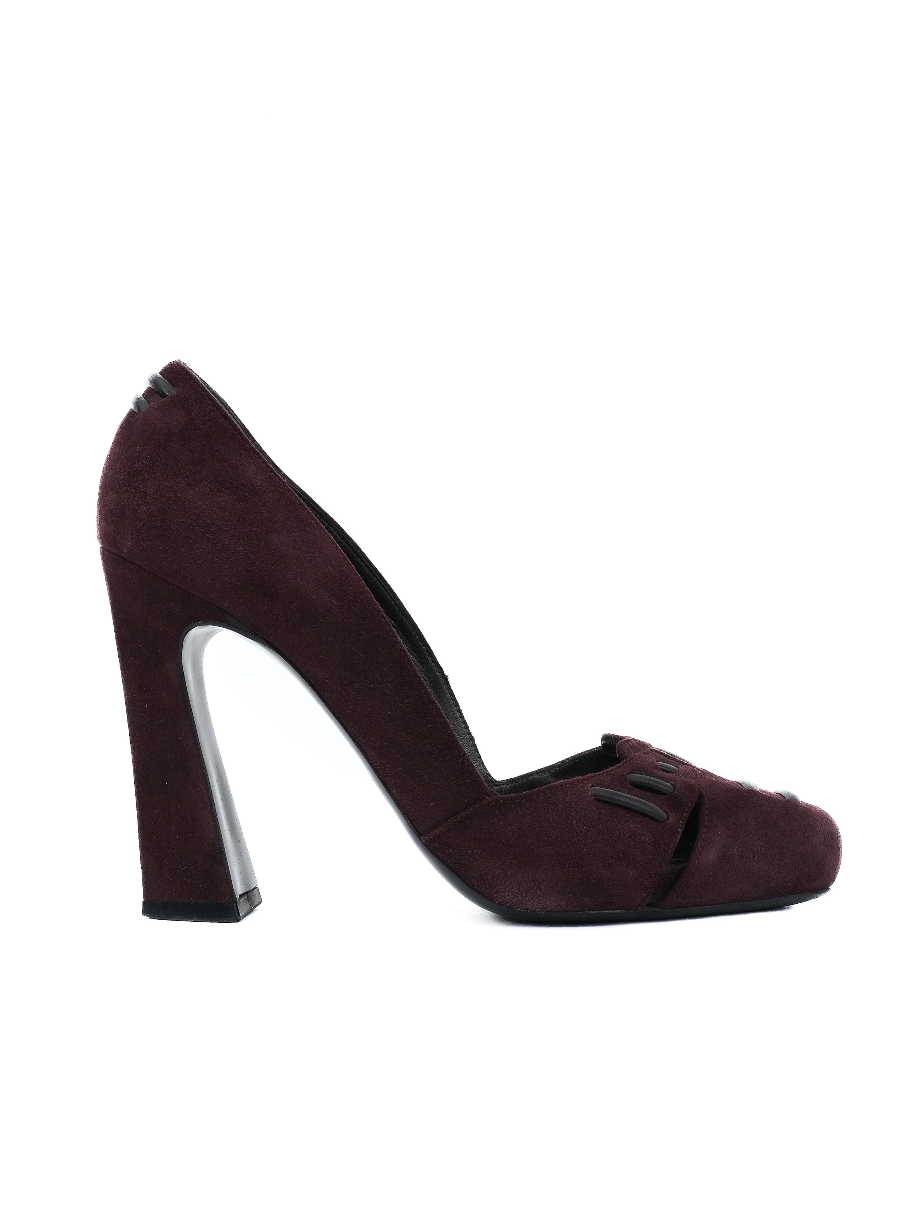 Good Donna Karan Burgundy High-Heeled Shoes Genuine Suede Size 37.5