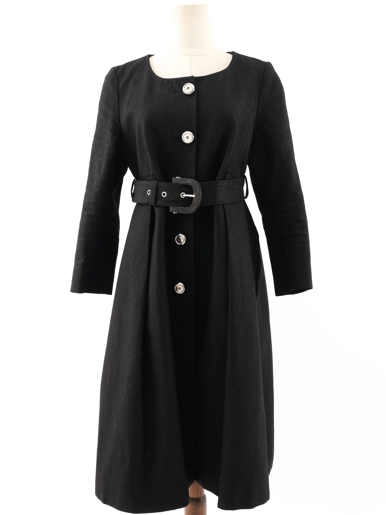 Excellent Kenzo Black Buttoned Coat with Belt Size L