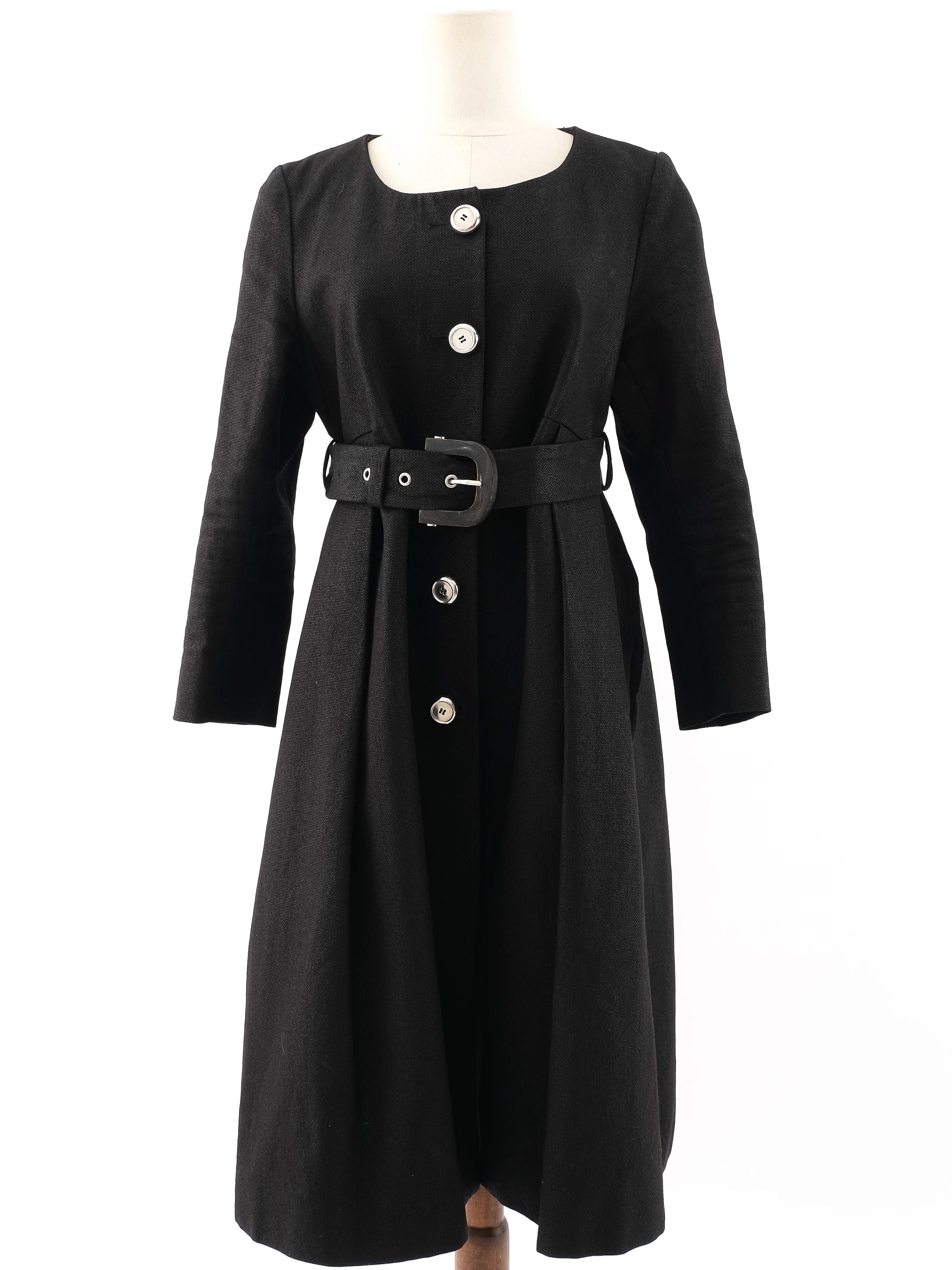 Excellent Kenzo Black Buttoned Coat with Belt Size L