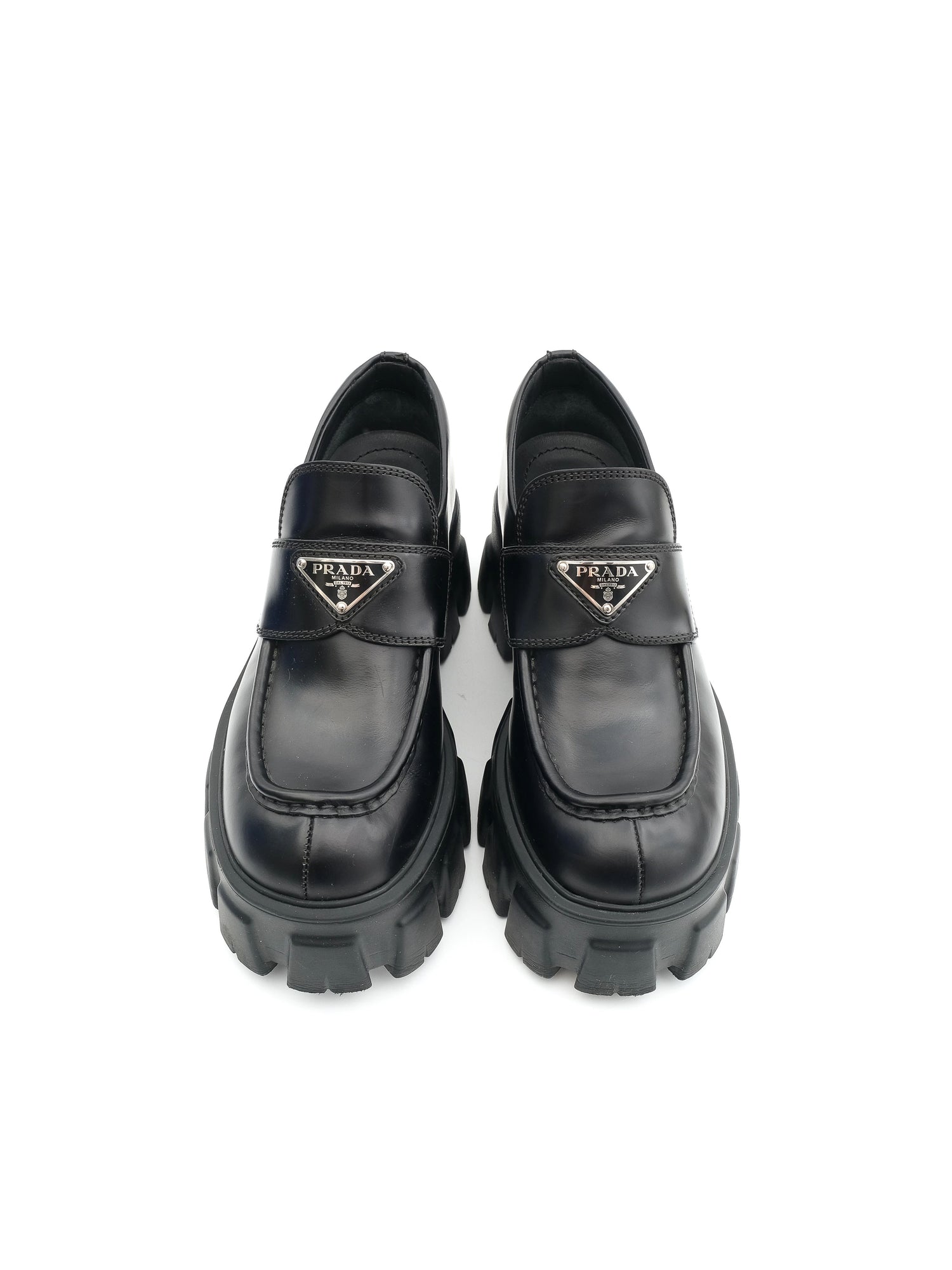 NEW Prada Chunky Black Loafers Leather Women&