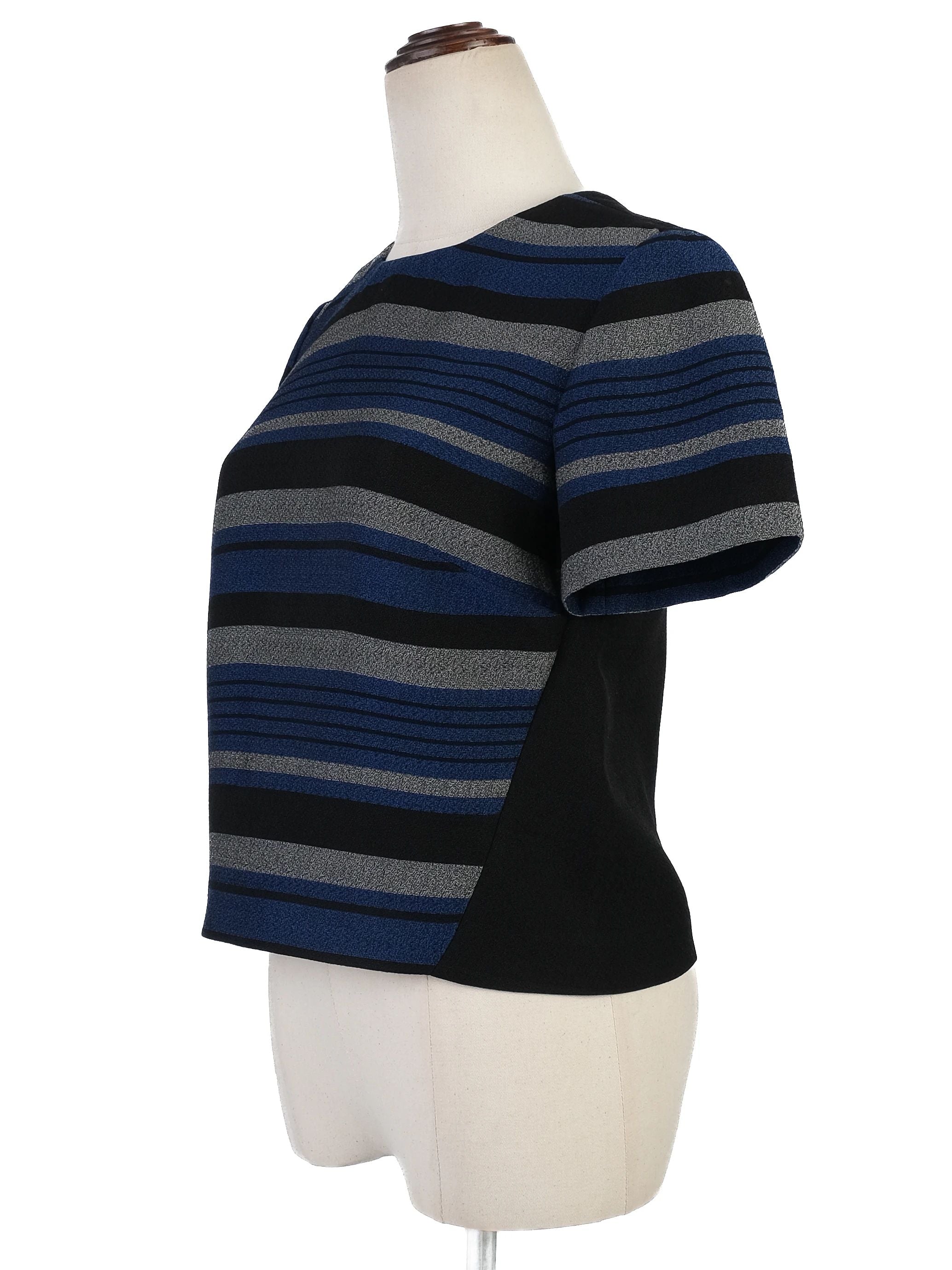 Excellent Proenza Schouler Striped Top Black Blue Gray Size S