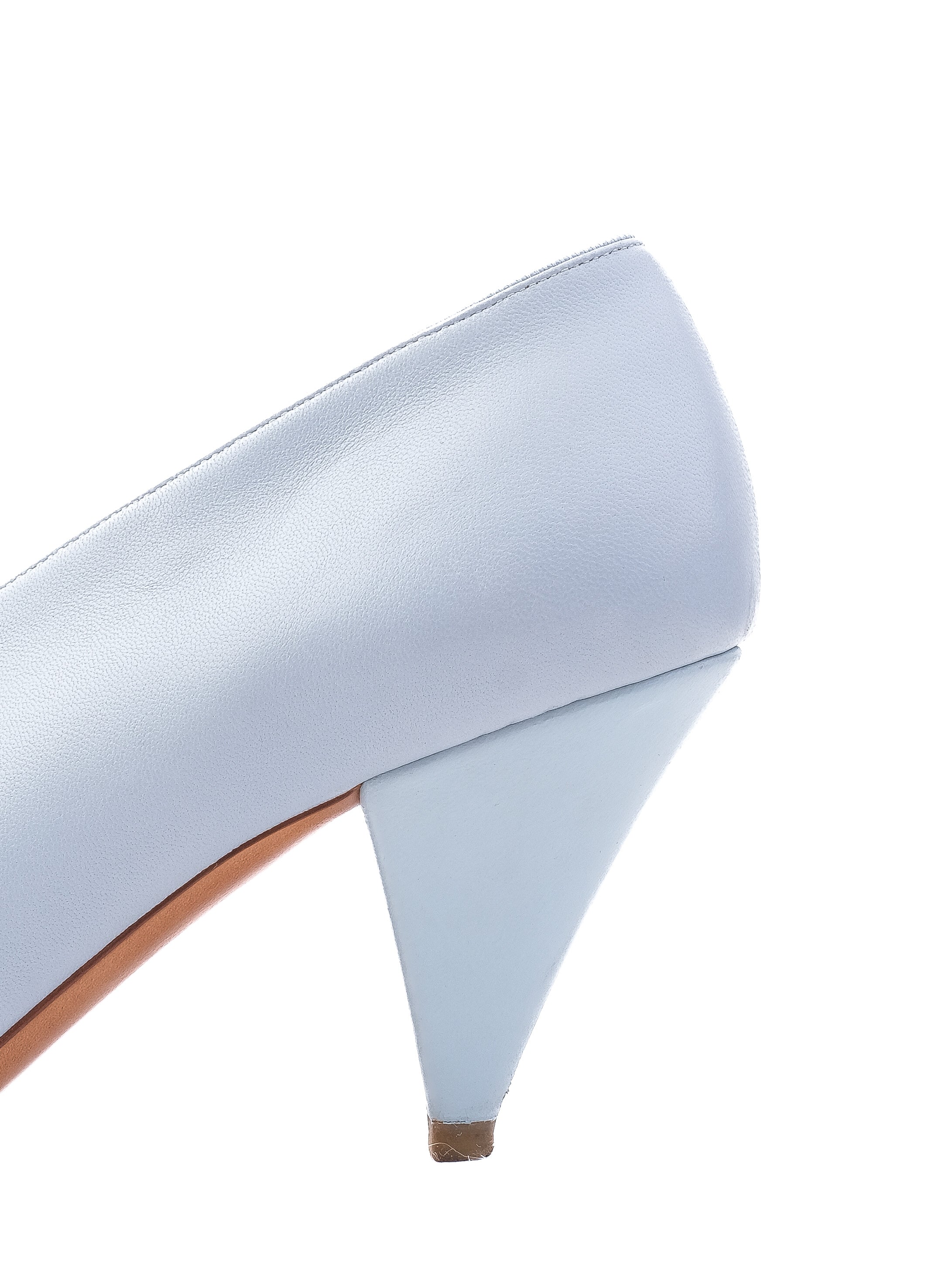 Good Condition Celine Blue Leather High-Heeled Shoes Women Size N/A