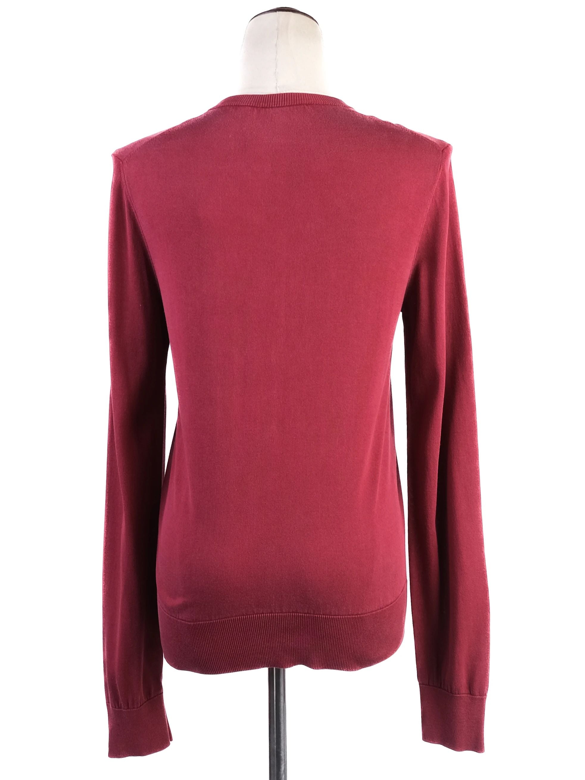Excellent Dolce Gabbana Red Silk Cardigan Size M with Floral Buttons
