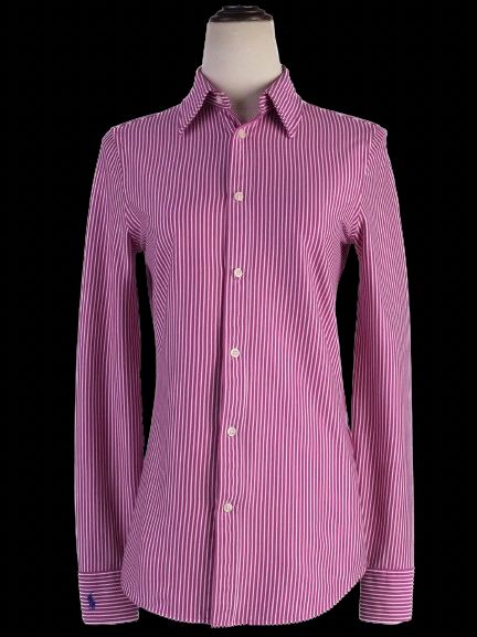 Excellent Polo Ralph Lauren Pink Striped Cotton Shirt Size S
