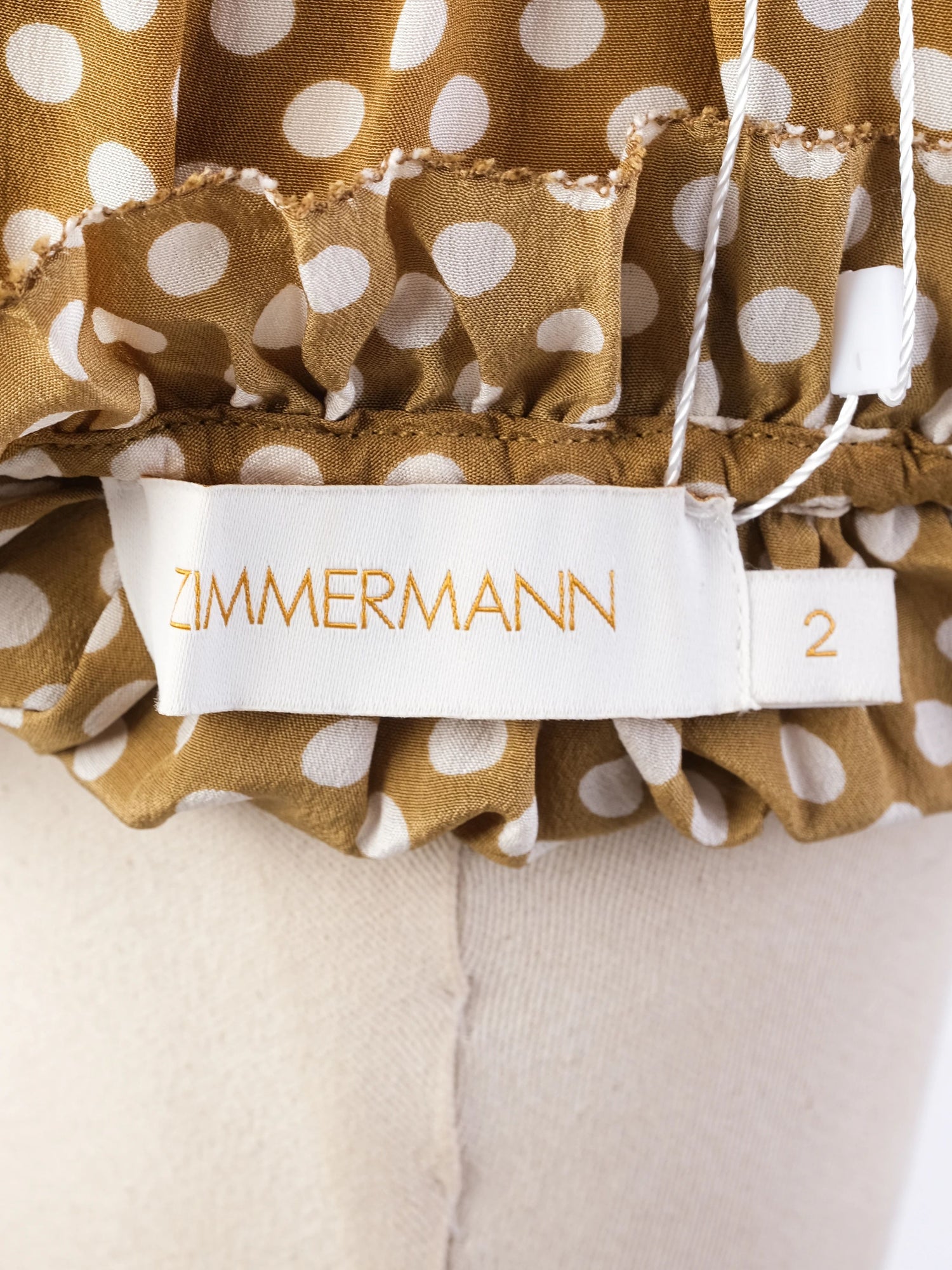 Excellent Zimmerman Ruffled Polka Dot Dress Brown Silk Size L