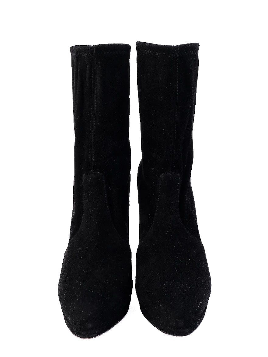 Excellent Casadei Black Genuine Suede High-Heeled Ankle Boots Size N/A