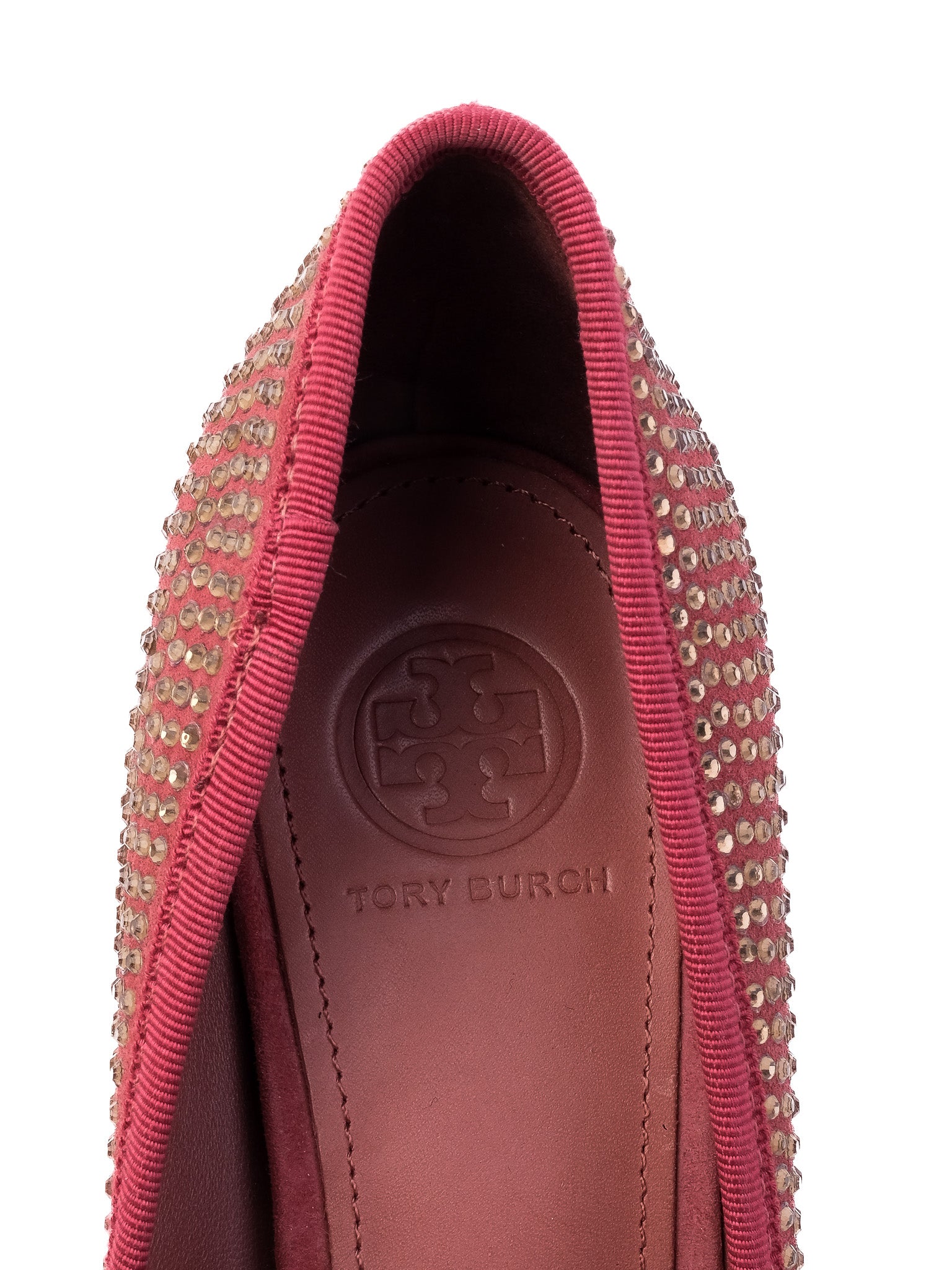 Excellent Tory Burch Red High-Heeled Shoes Size 38 Leather