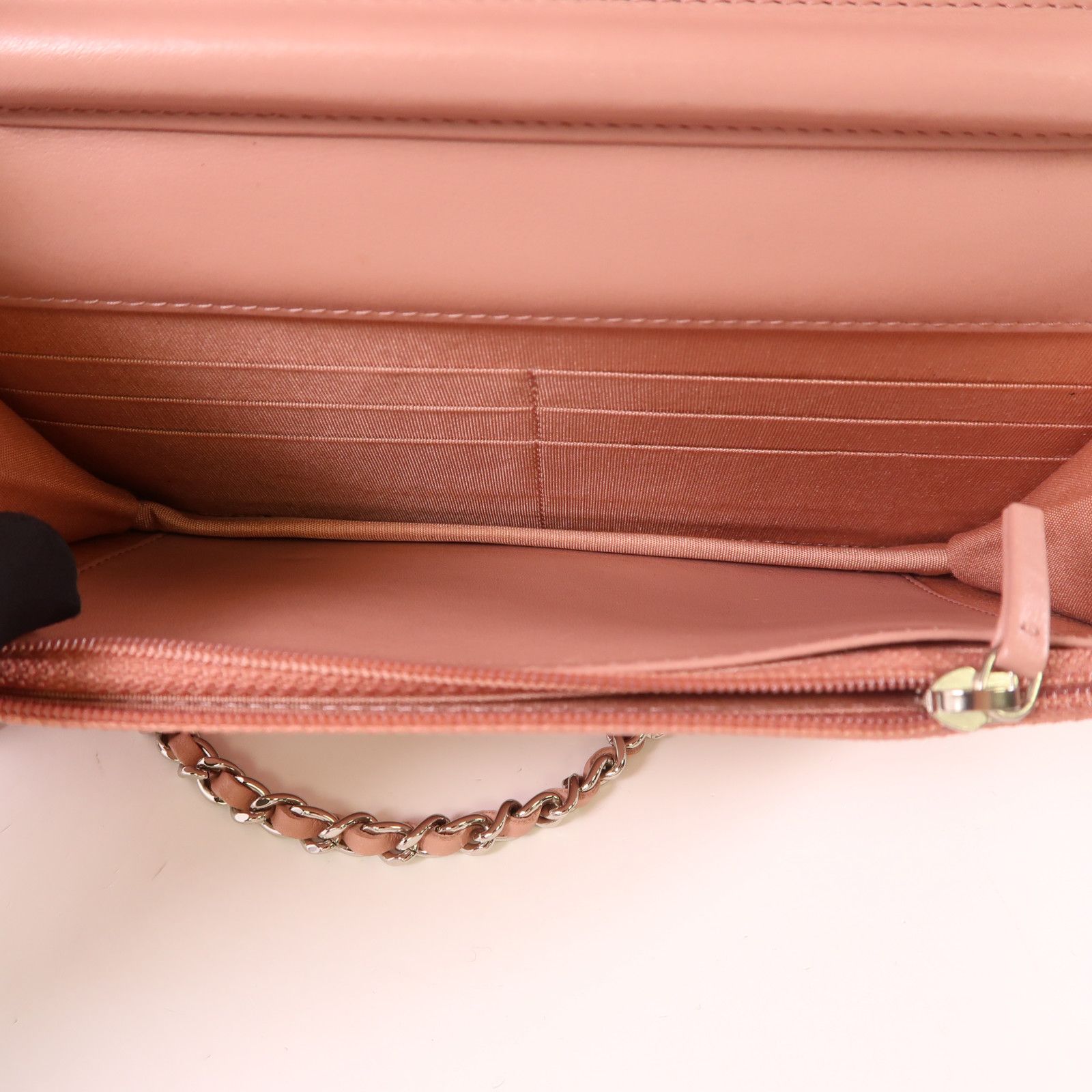 Chanel White Pink/white Lacquer Leather/cowhide Leather Woc Wallet On Chain Silver Cross Shoulder Bag