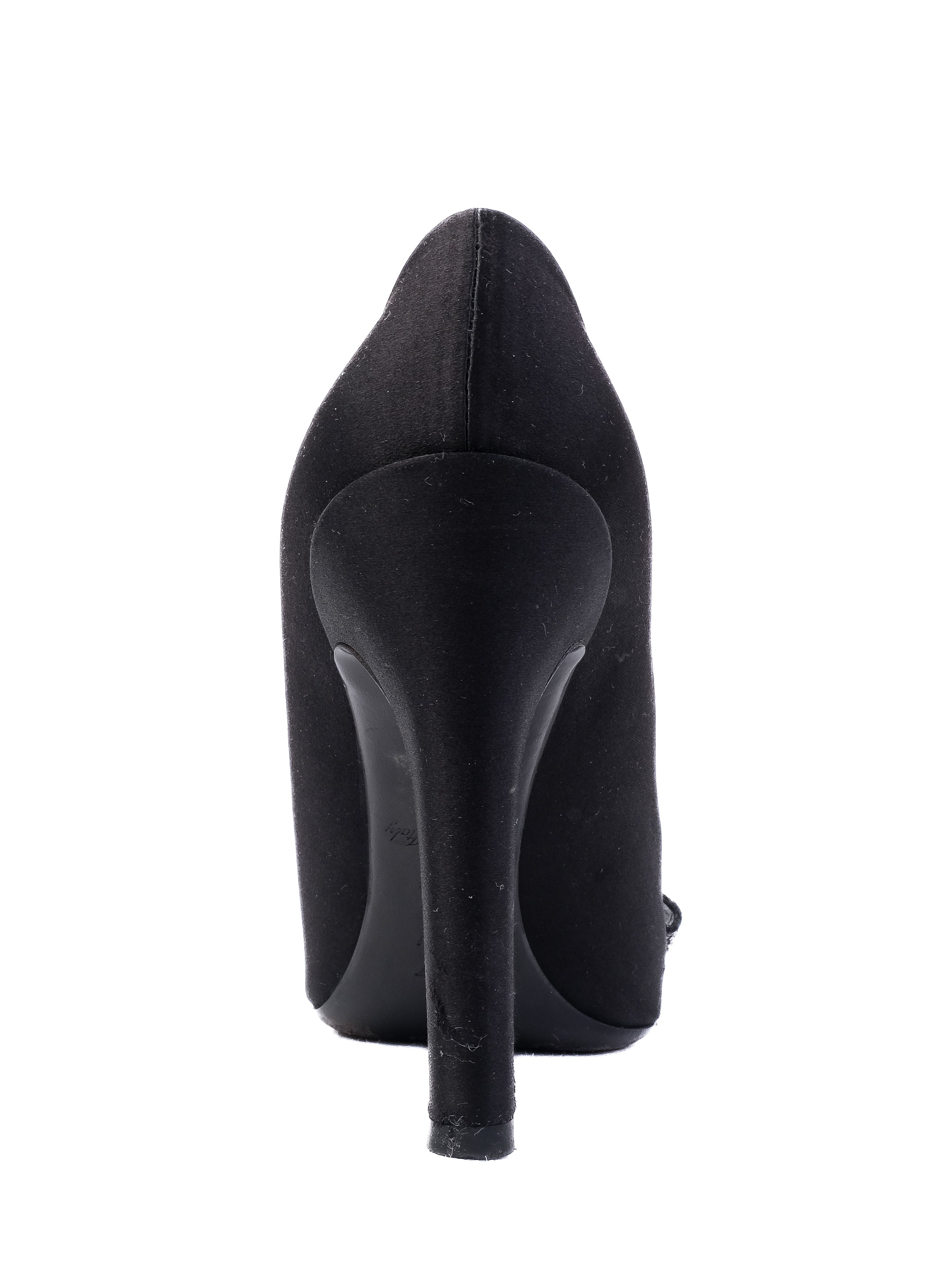 Good Louis Vuitton Black Leather High Heels with Decorative Bow Size 38.5