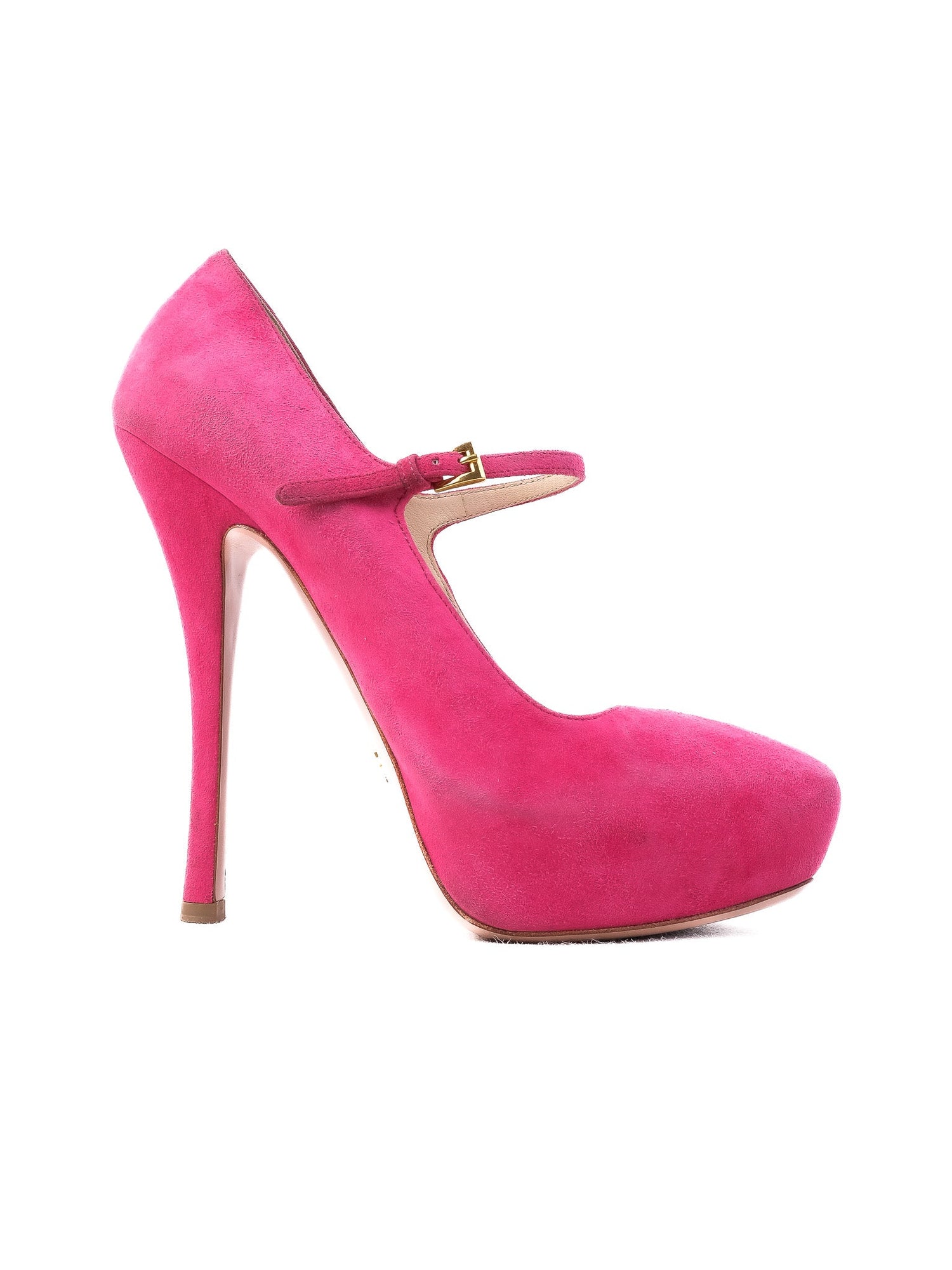 Excellent Prada Pink Leather High-Heeled Mary Jane Size 39