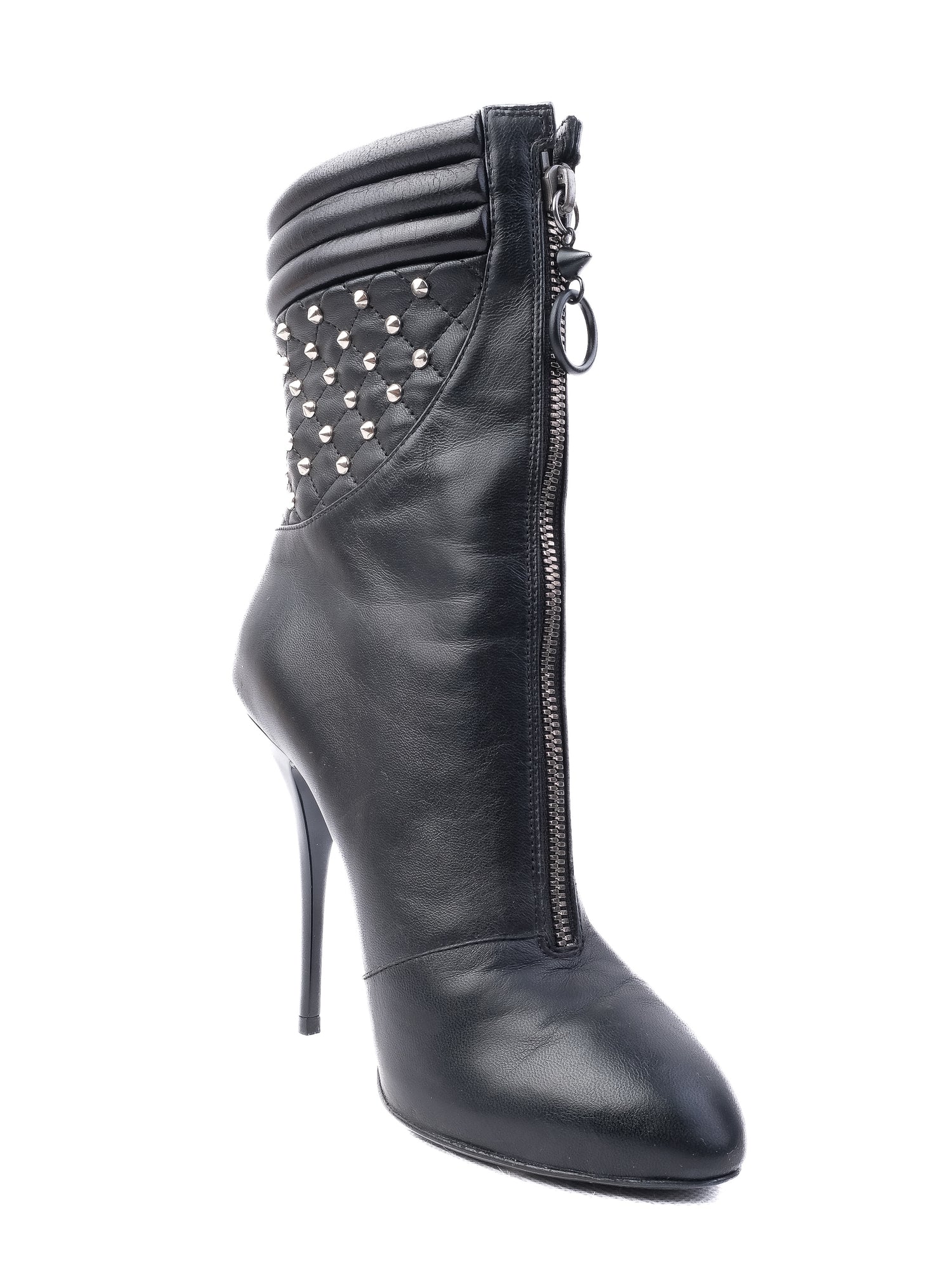 Giuseppe Zanotti Black Leather Quilted High-Heeled Ankle Boots
