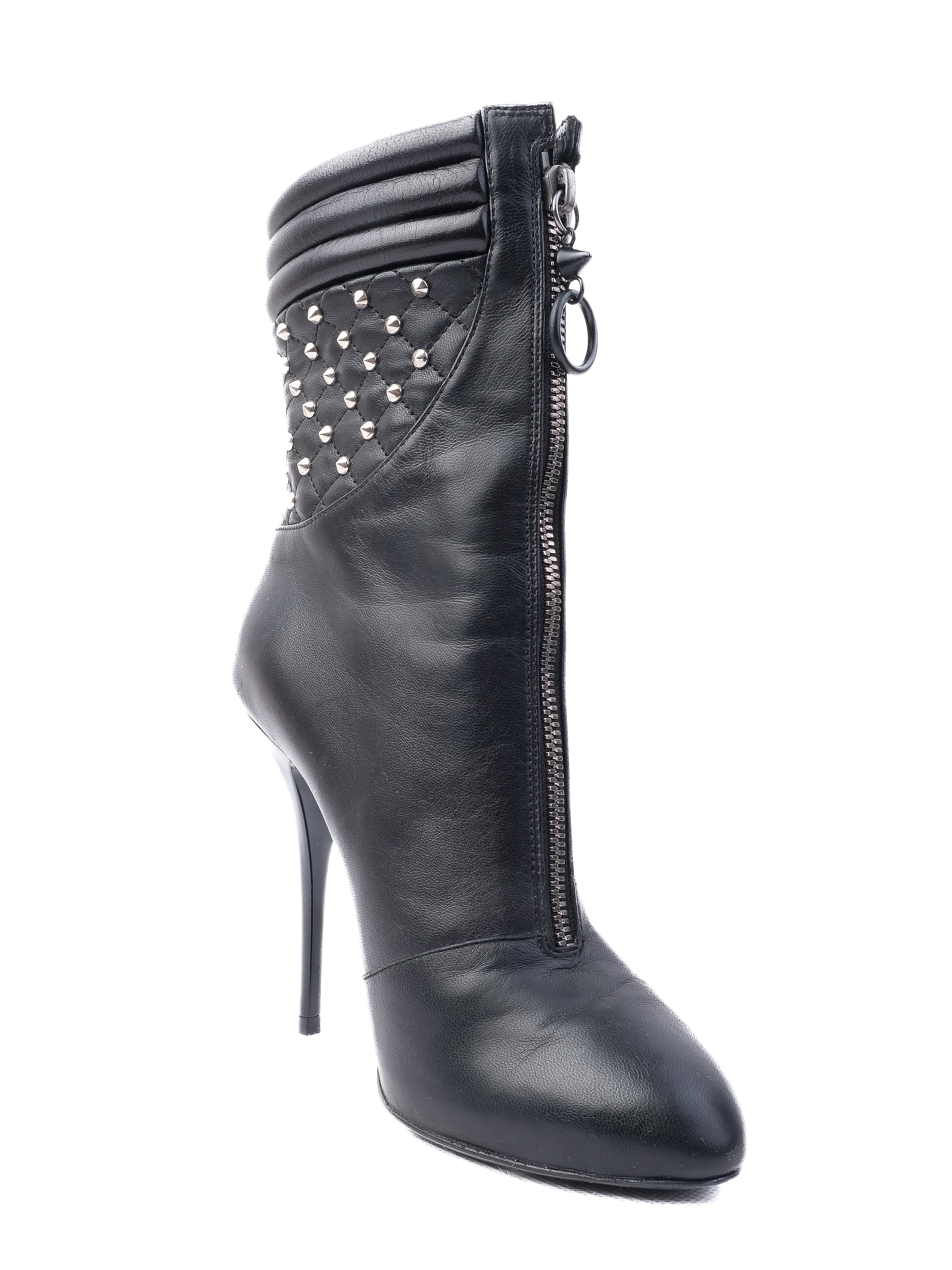Giuseppe Zanotti Black Leather Quilted High-Heeled Ankle Boots