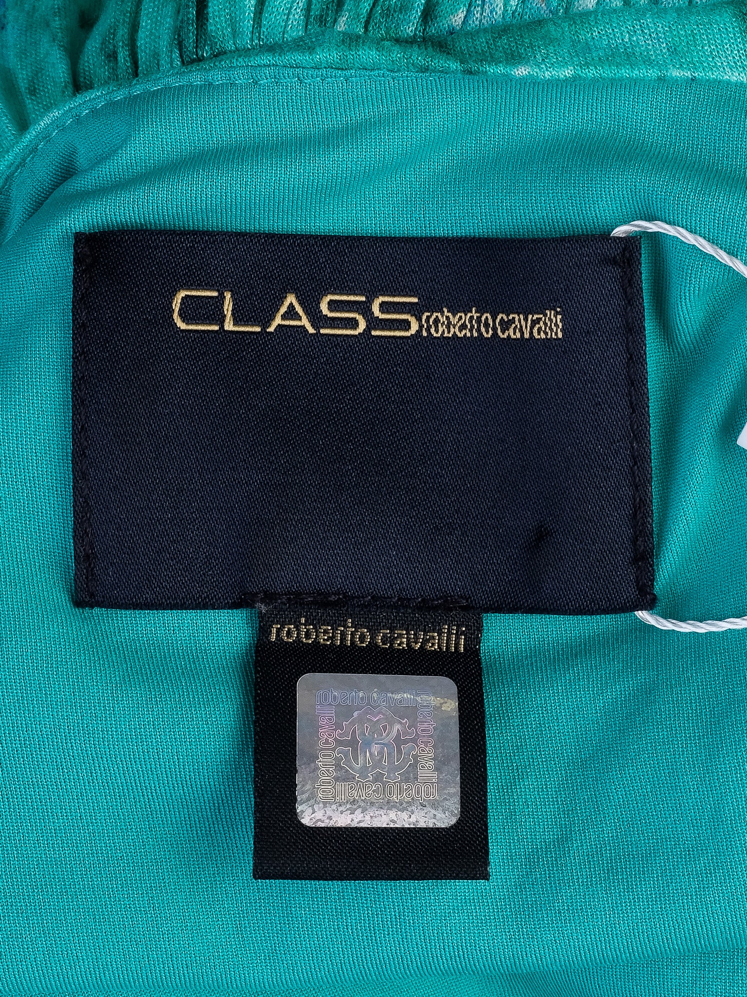 Excellent Class Roberto Cavalli Green Floral Dress Size M