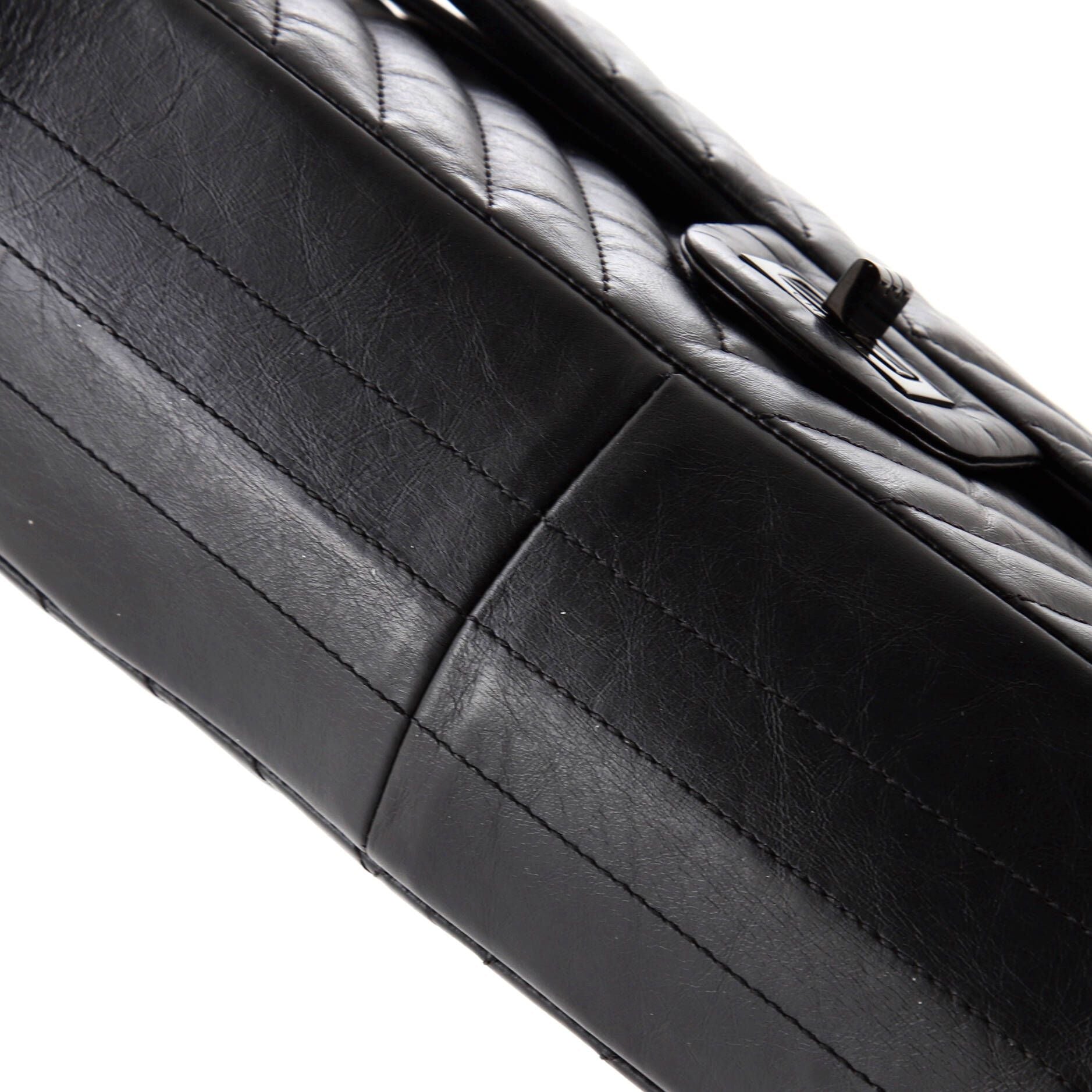 Chanel So Black Reissue 2.55 Flap Bag Chevron Aged Calfskin 226