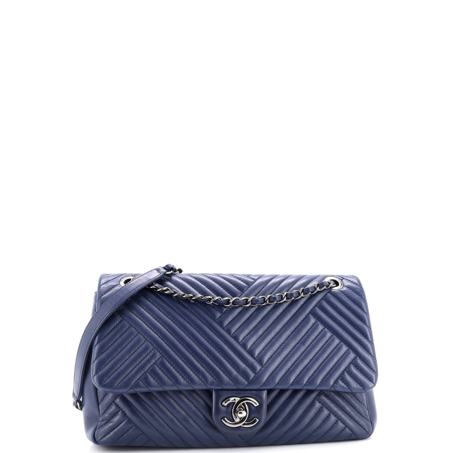 Chanel CC Crossing Flap Bag Chevron Lambskin Large